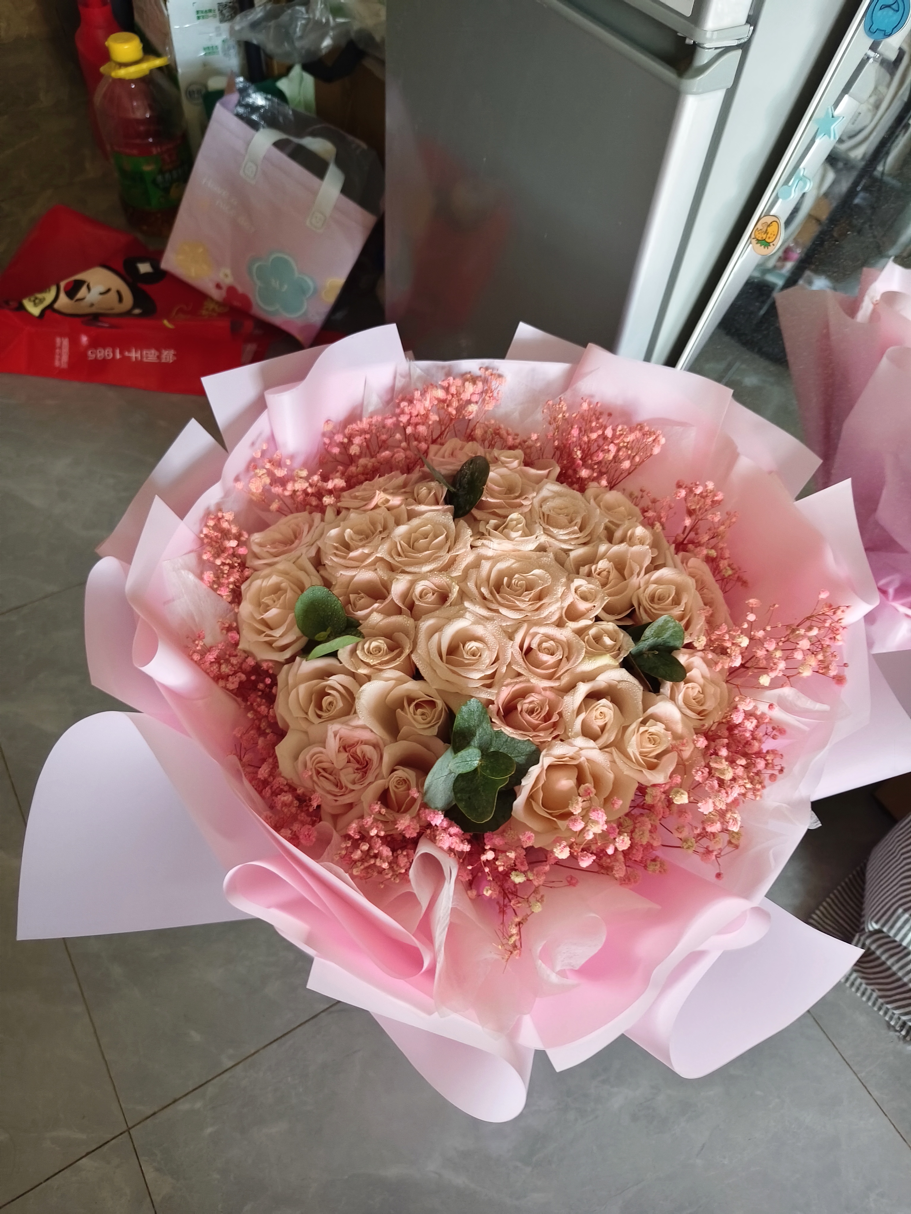 百花馆鲜花速递情人节玫瑰花满天星真花束生日礼物送女友同城配送小时达 【缘定三生】33朵粉玫|U65 实拍图