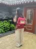 viney双肩包书包女百搭大容量初中生高中大学生背包大学生15英寸电脑包 【红色】高颜值通勤时尚通勤旅行包+青蛙挂件 实拍图