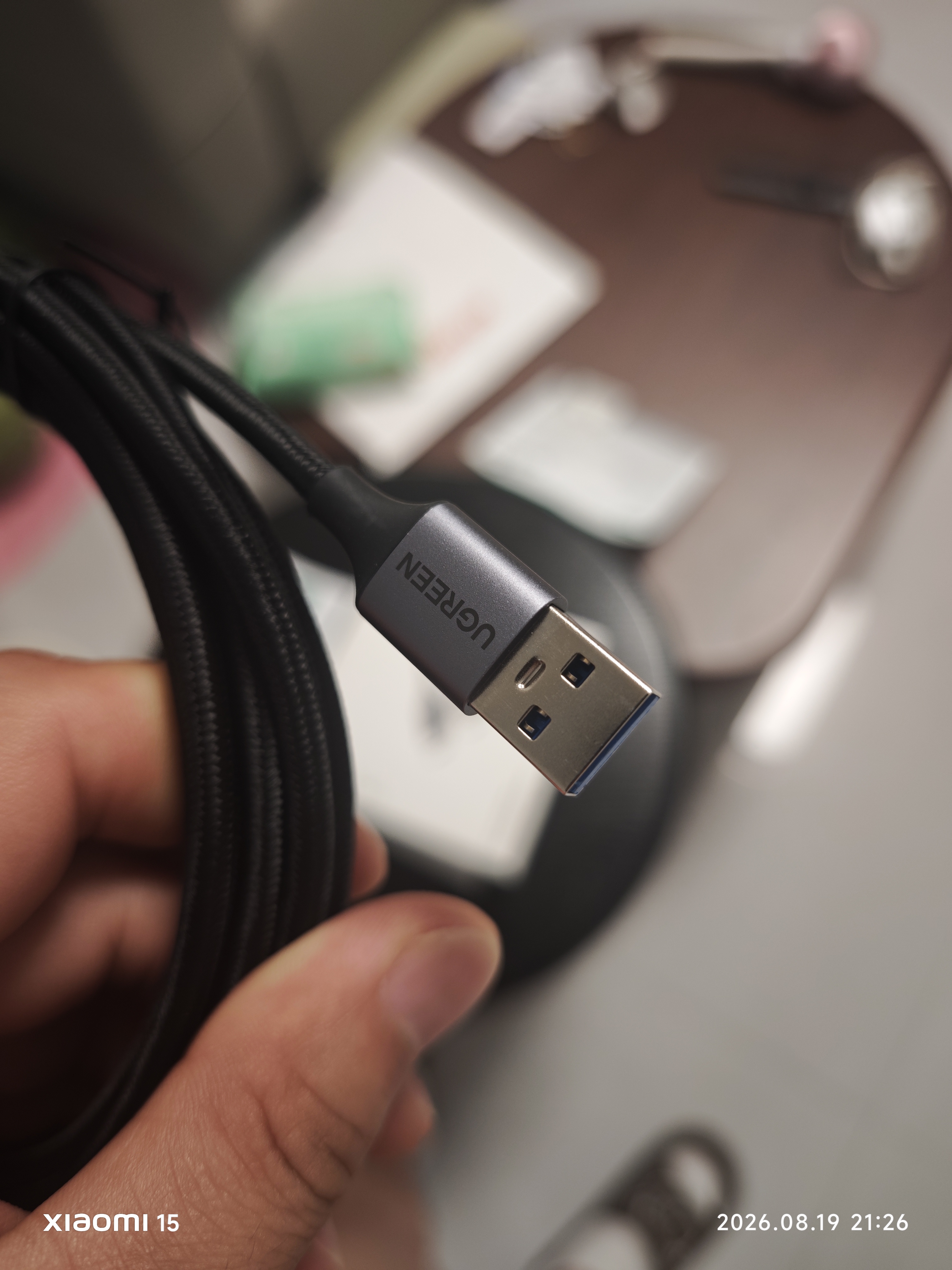 绿联USB3.0延长线 公对母数据连接线高速传输 适用U盘鼠标键盘打印机电视扩展转接线铝壳编织3米10498 实拍图