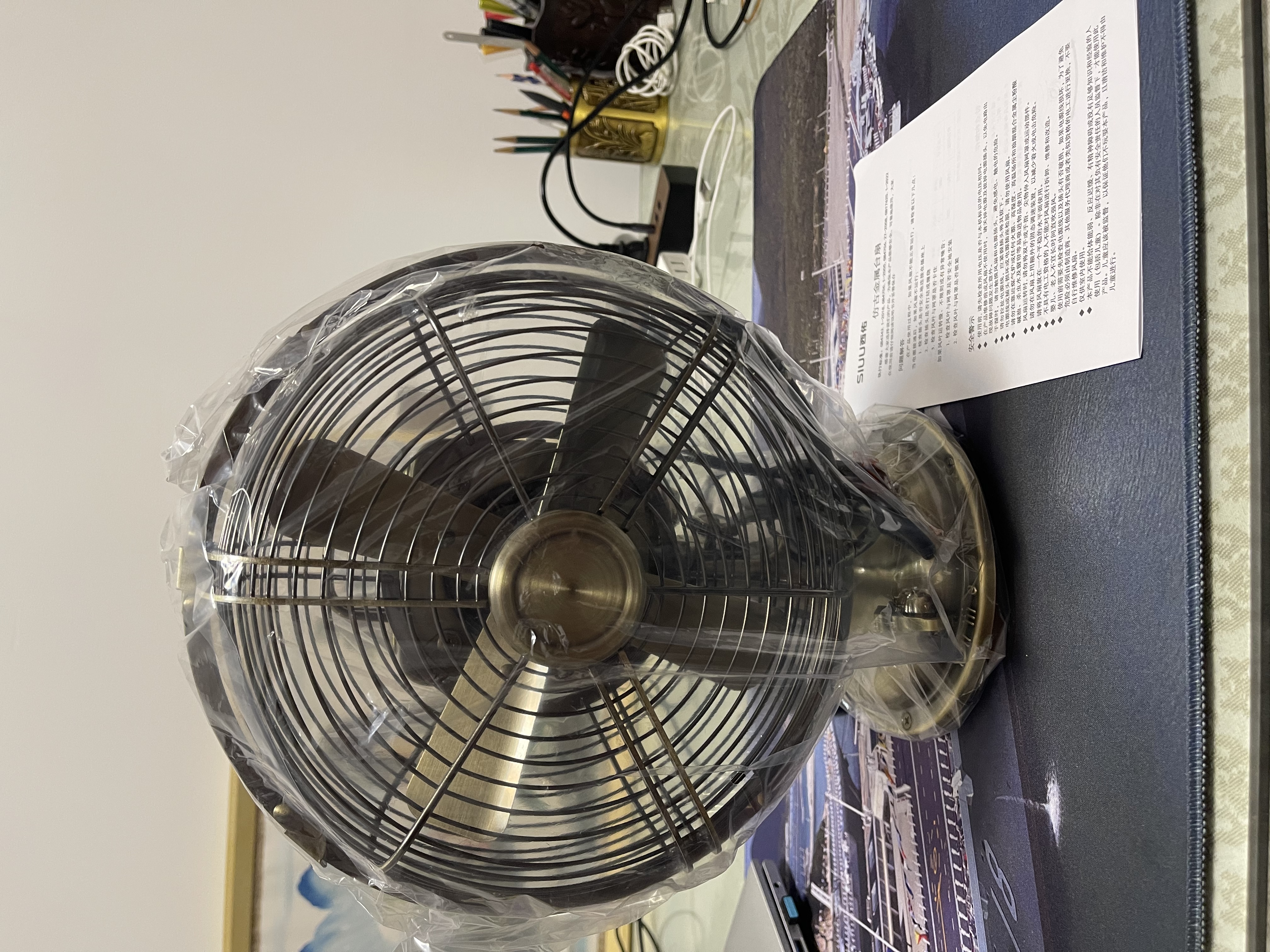 西佑风扇家用床头扇复古怀旧桌面风扇仿古台式小风扇小型轻奢纯金属古铜复古轻音风扇 实拍图