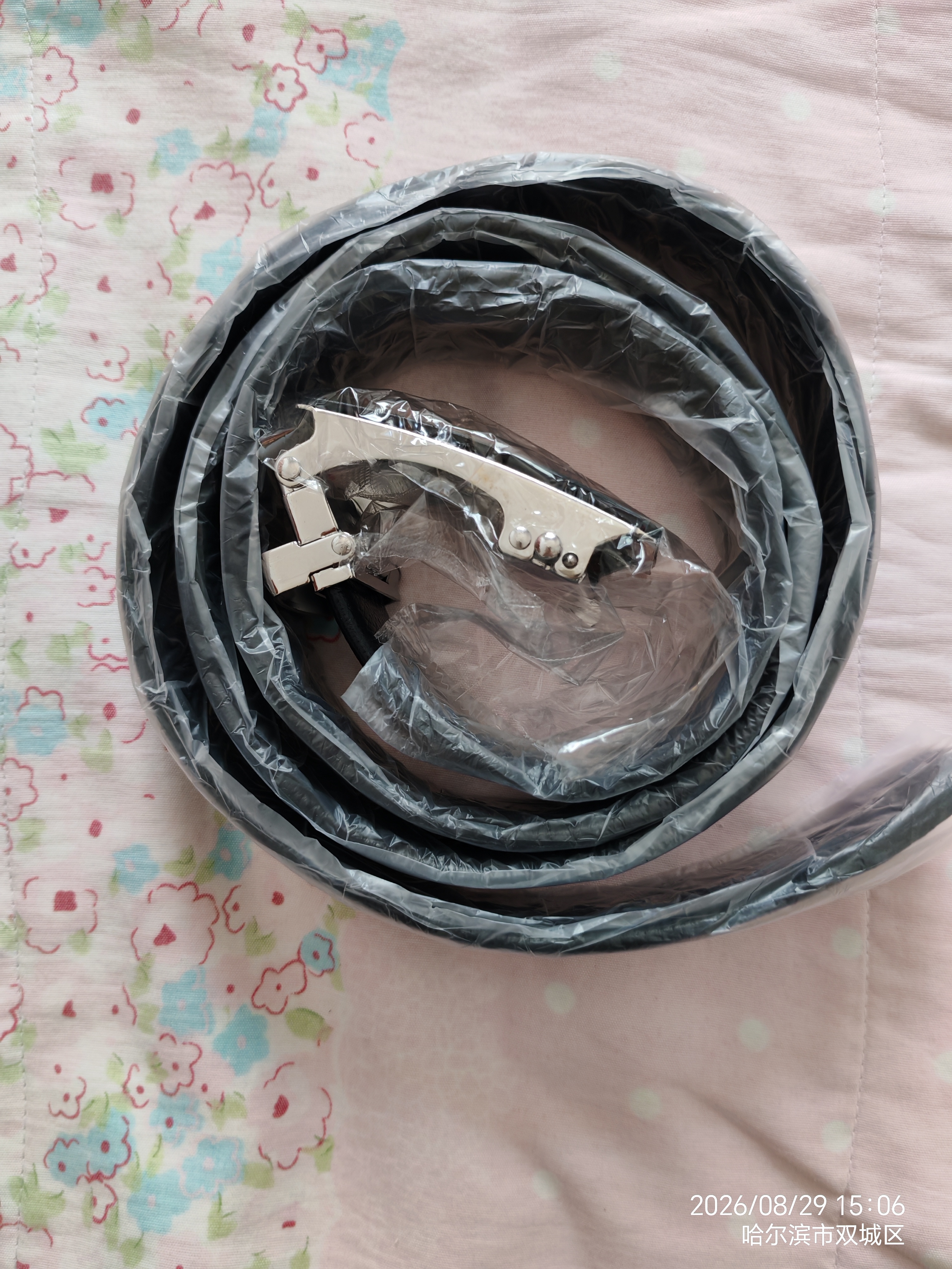 男士腰带自动扣皮带黑色荔枝纹皮革时尚潮流百搭商务简约青年人 银S字+带身 120cm 实拍图