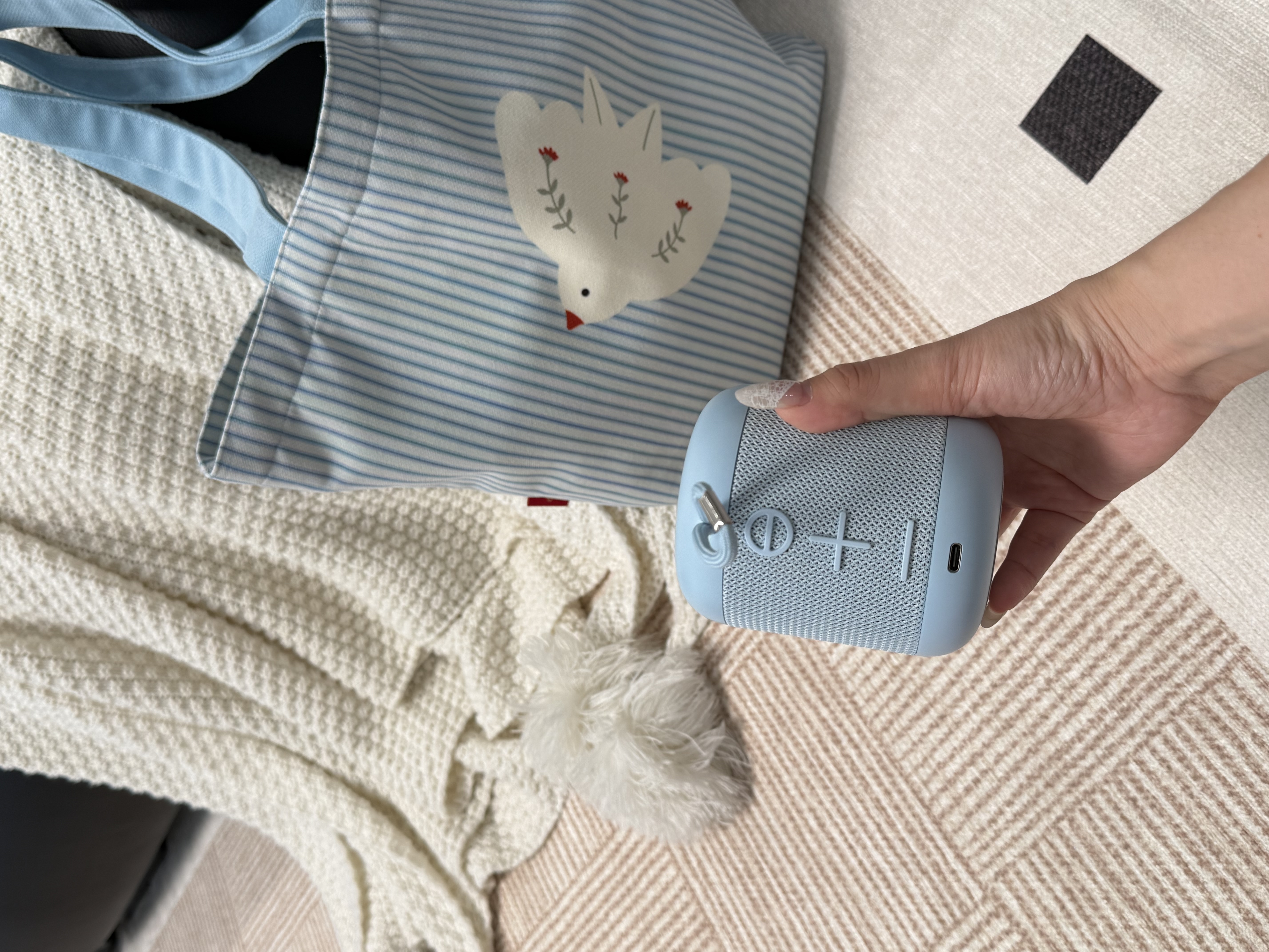 奥睿科（ORICO）Beat Go便携式蓝牙音箱 低音炮 一拖二户外迷你小音响 27小时长续航 支持蓝牙6.0 2026最新款礼物 烟雨蓝丨蓝牙音响【持久续航+无线6.0】 实拍图