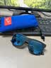 雷朋（RayBan）儿童太阳镜时尚方形墨镜0RJ9069S 702855橡胶黑色镜框蓝色片 实拍图