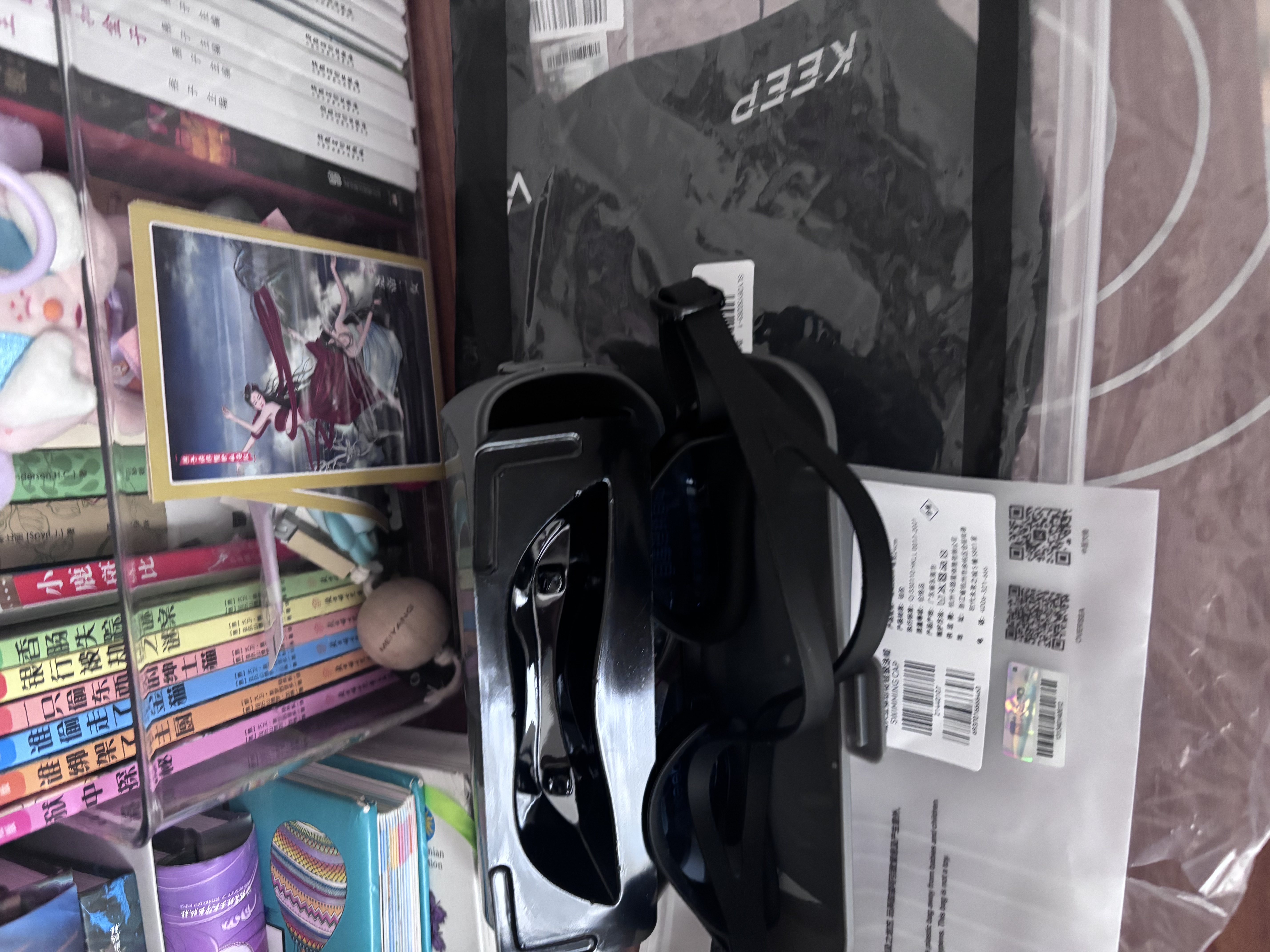 Keep泳裤男士防尴尬双层宽松游泳裤泳镜泳帽泳裤套装 黑色三件套 XL 实拍图