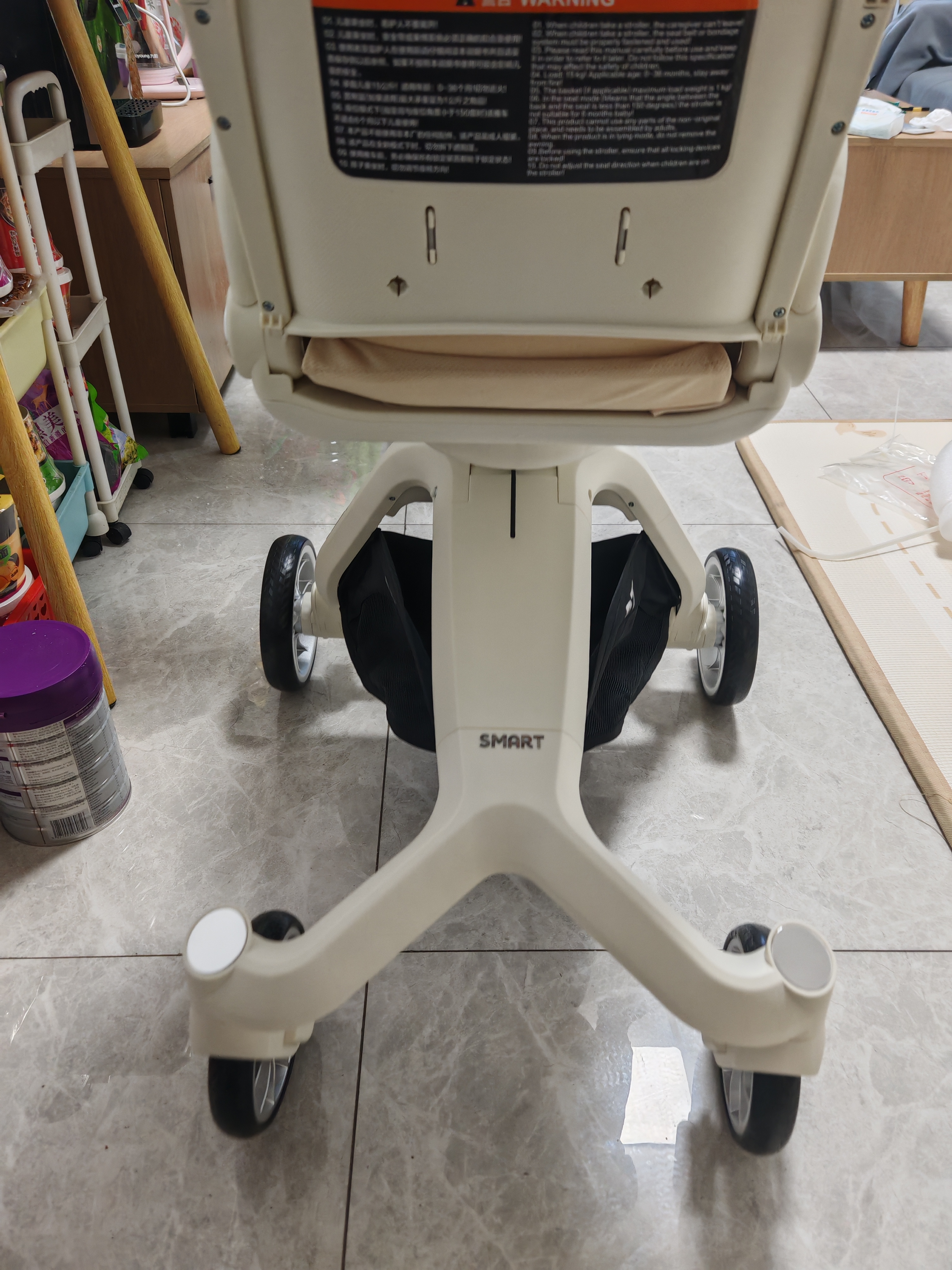 思漫特遛娃神器婴儿推车可坐可躺轻便折叠双向高景观0-6岁用宝宝溜娃车 香槟白(铝合金车架+3D舒适透气) 实拍图