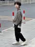 李宁儿童裤子2026春秋季男童运动裤学生宽松长裤青少年休闲卫裤束脚裤 黑色-束脚【秋季热销】 160 cm 实拍图