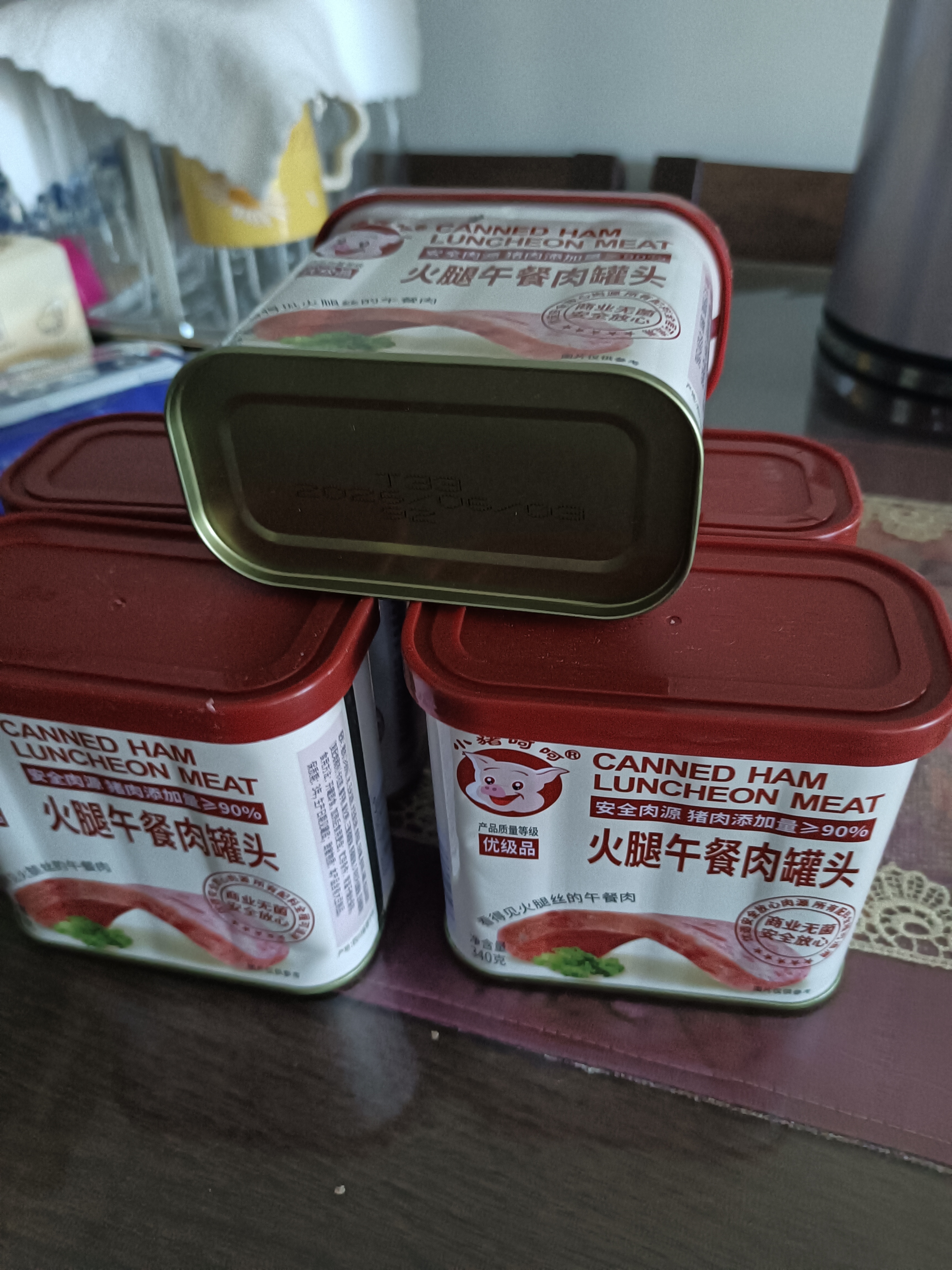 小猪呵呵火腿午餐肉罐头量贩装340g*5罐装90%猪肉泡面三明治火锅 实拍图