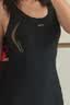 李宁（LI-NING）泳衣女专业训练连体平角游泳衣女士时尚大码泳装011 黑金 XXL  实拍图