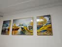 Sixpoetry 客厅装饰画现代简约沙发背景墙壁画轻奢三联晶瓷画大气高档挂画 福禄生辉（铝合金外框） 镶钻画左右50*70+中间100*70亮面 实拍图