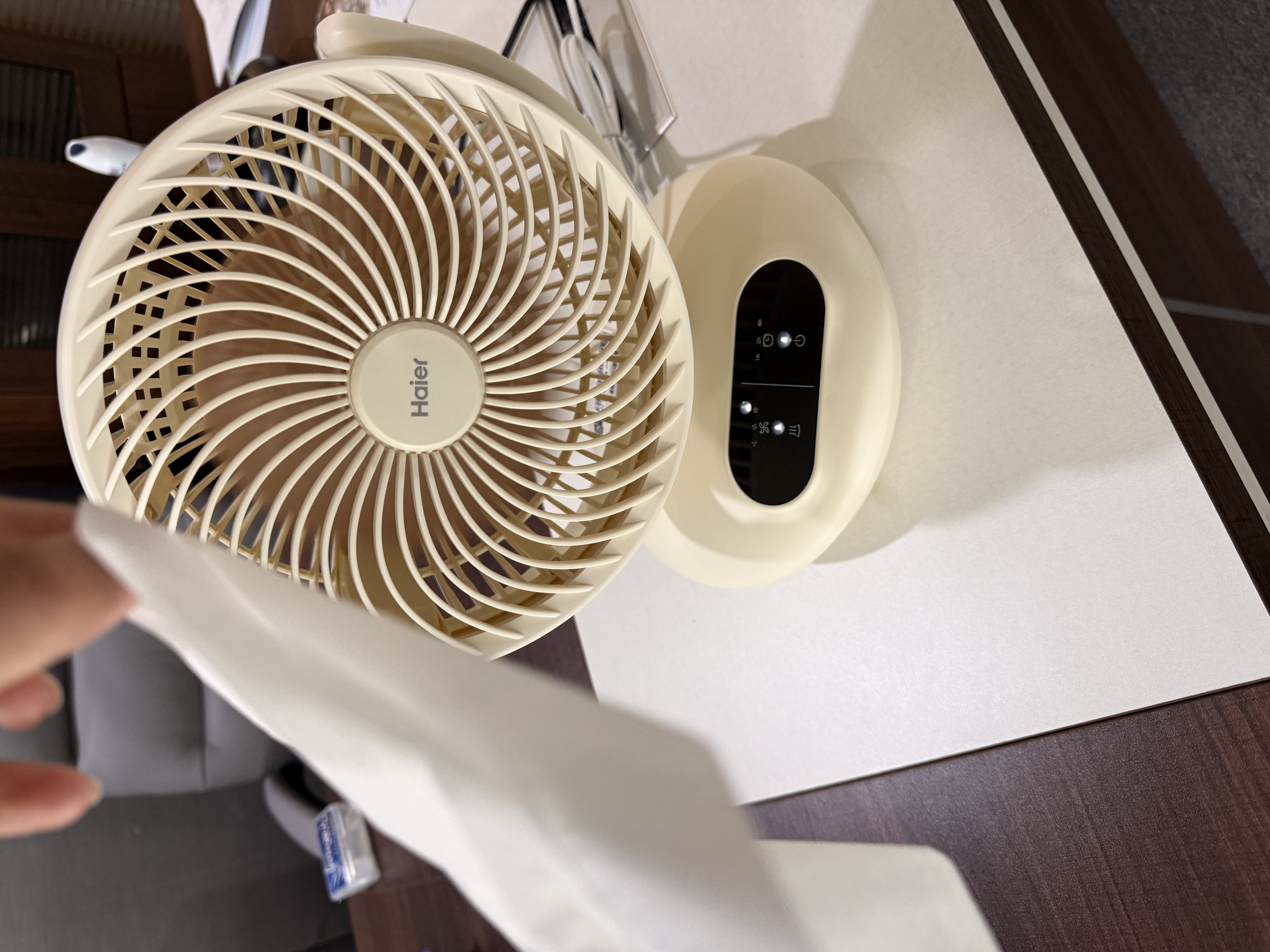 海尔（Haier）空气循环扇电风扇台式风扇桌面家用小型台扇小风扇轻音厨房壁扇宿舍卧室办公摇头涡轮换气扇 【预约定时】遥控节能款HFX-Y2049A 实拍图