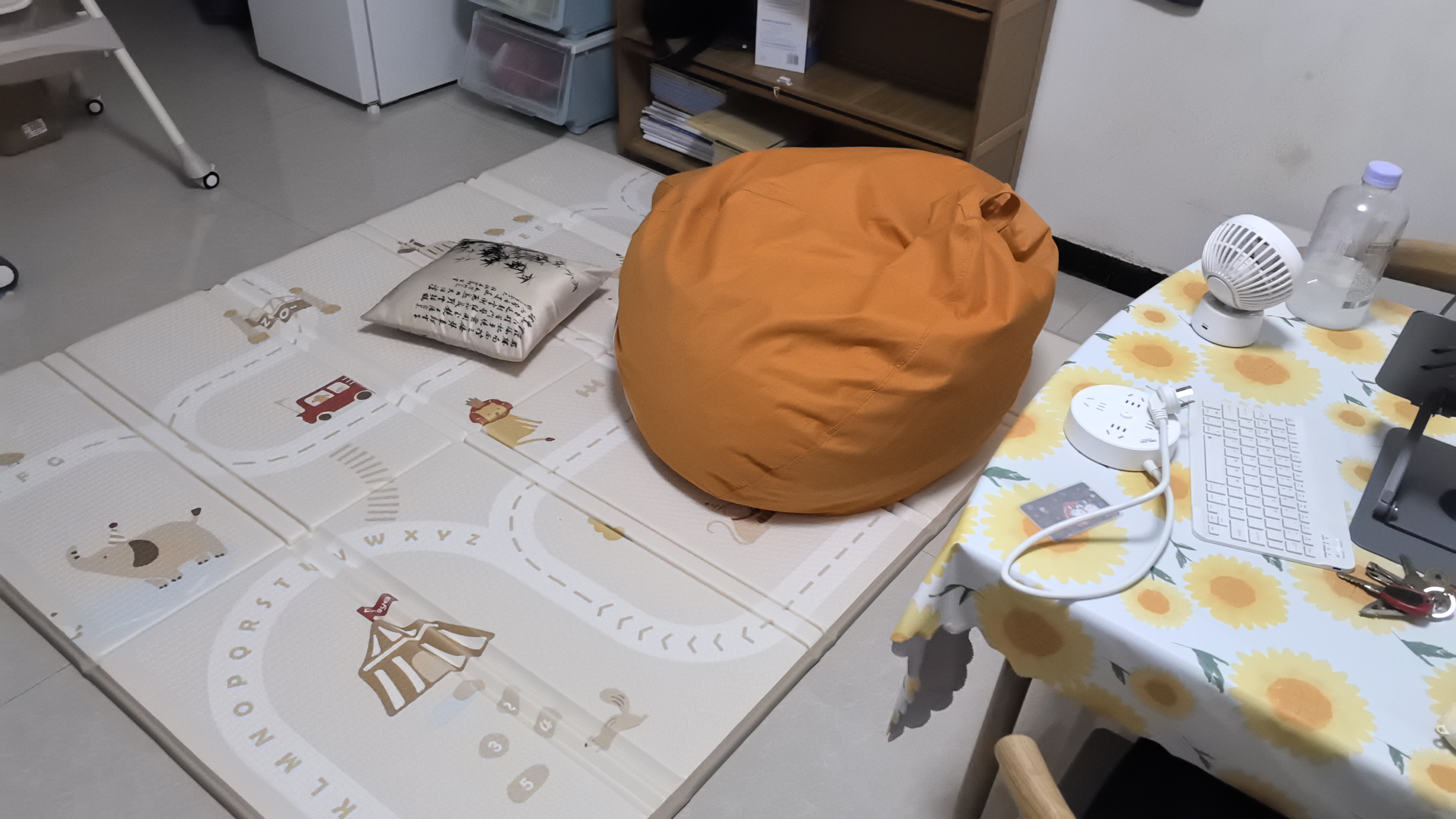 新款懒人沙发可躺可睡单人豆袋人类狗窝榻榻米小沙发躺椅休闲沙发 【125*135成人款】橙色+抱枕脚蹬 实拍图