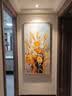 仟画物语手绘玄关油画《丰收麦穗》抽象艺术画客厅沙发背景墙竖版挂画壁画 美院画家手绘-金属拉丝金框 80x160cm 实拍图
