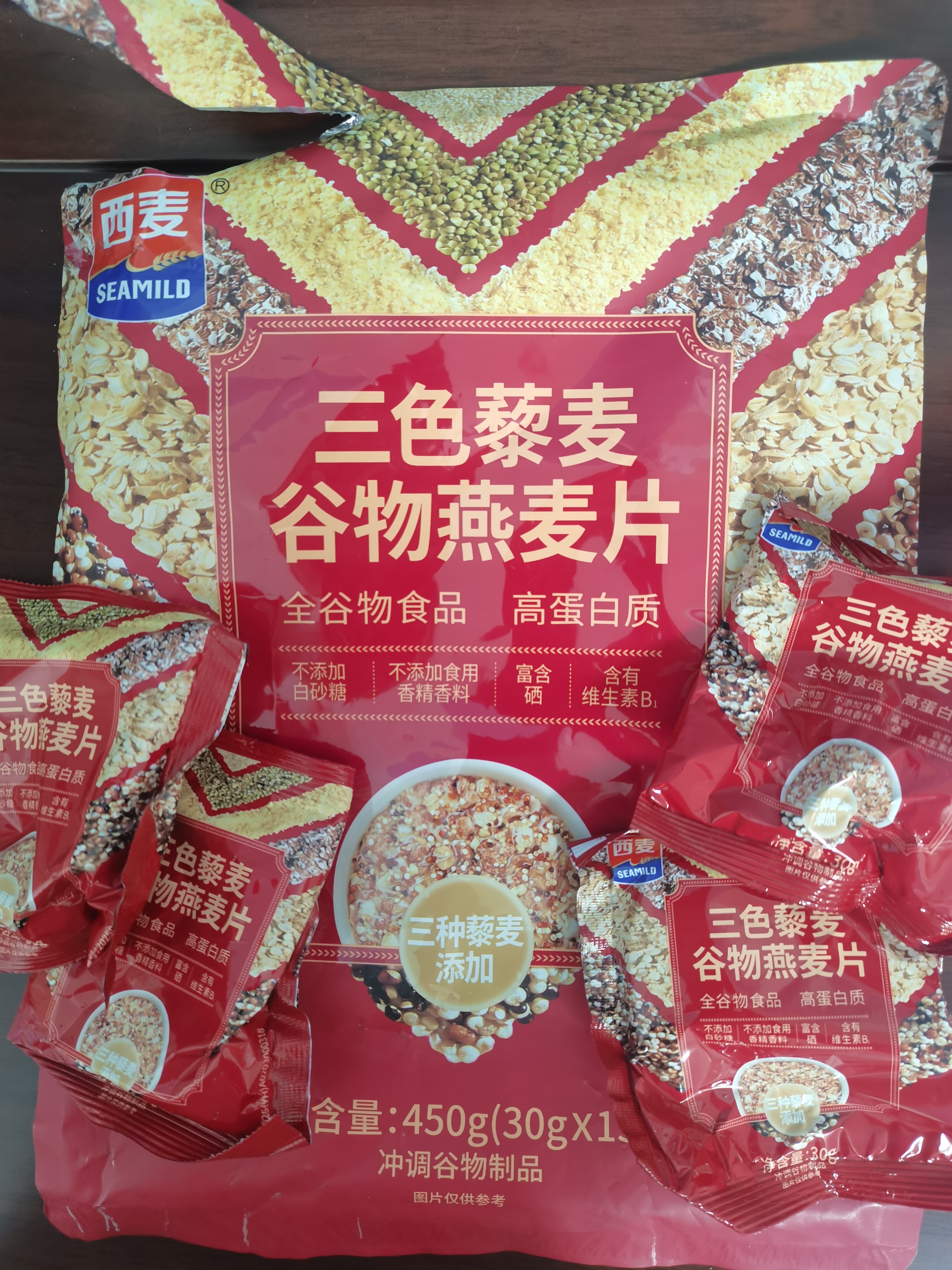 西麦三色藜麦混合谷物燕麦片450g 营养早餐冲饮谷物无额外添加蔗糖 实拍图