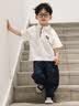 罗蒙男童短袖polo衫校园服饰秋夏新款T恤女童班服 白色短袖POLO衫 130 实拍图
