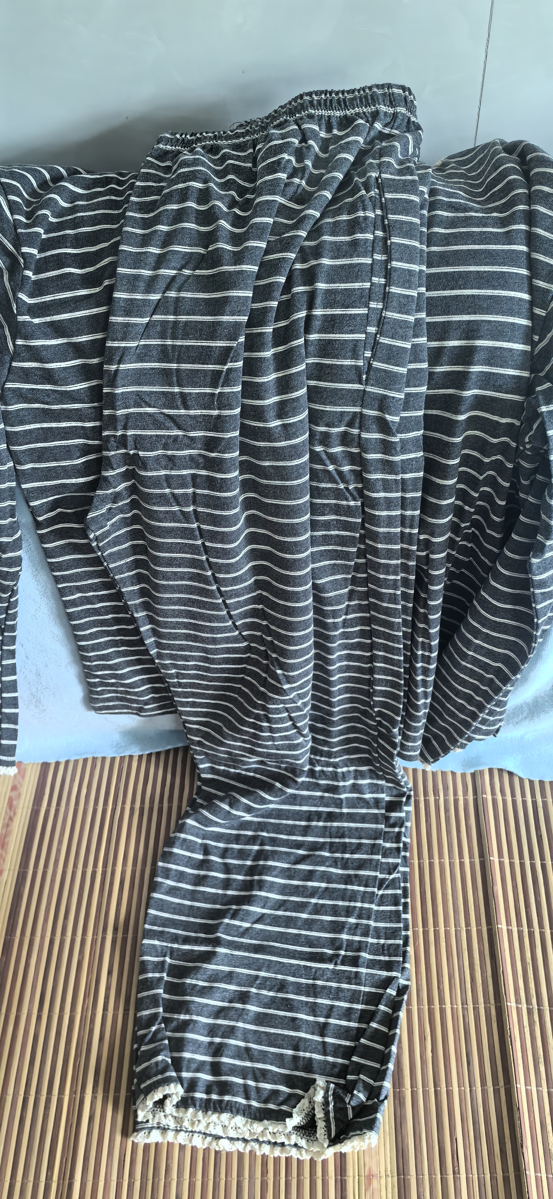猫人【带胸垫】女士睡衣女秋季长袖纯棉家居服条纹显瘦可外穿家居服L 实拍图