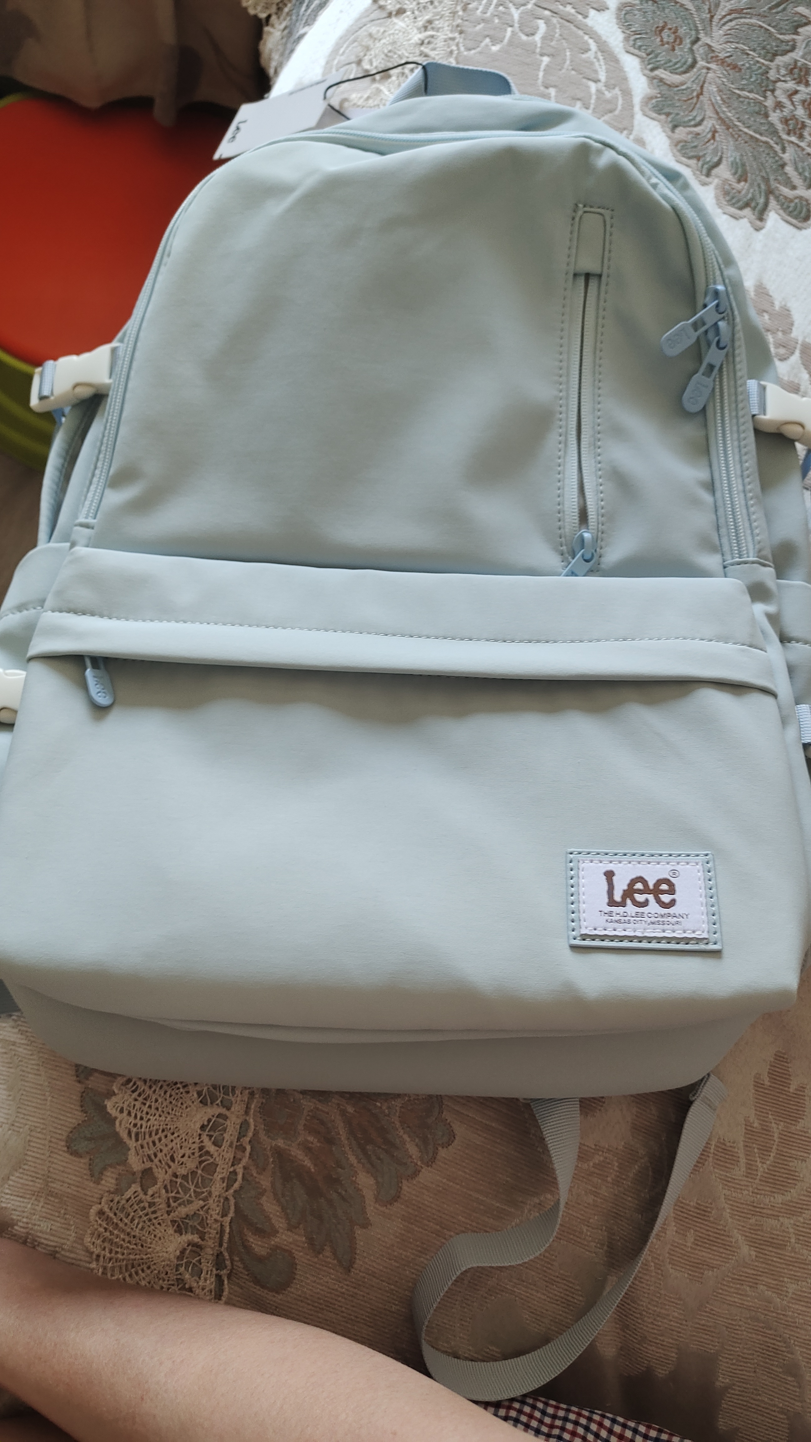 Lee新款双肩包女大学生休闲通勤大容量校园电脑背包初中高中书包 糖果蓝【可放15/16寸电脑】 实拍图