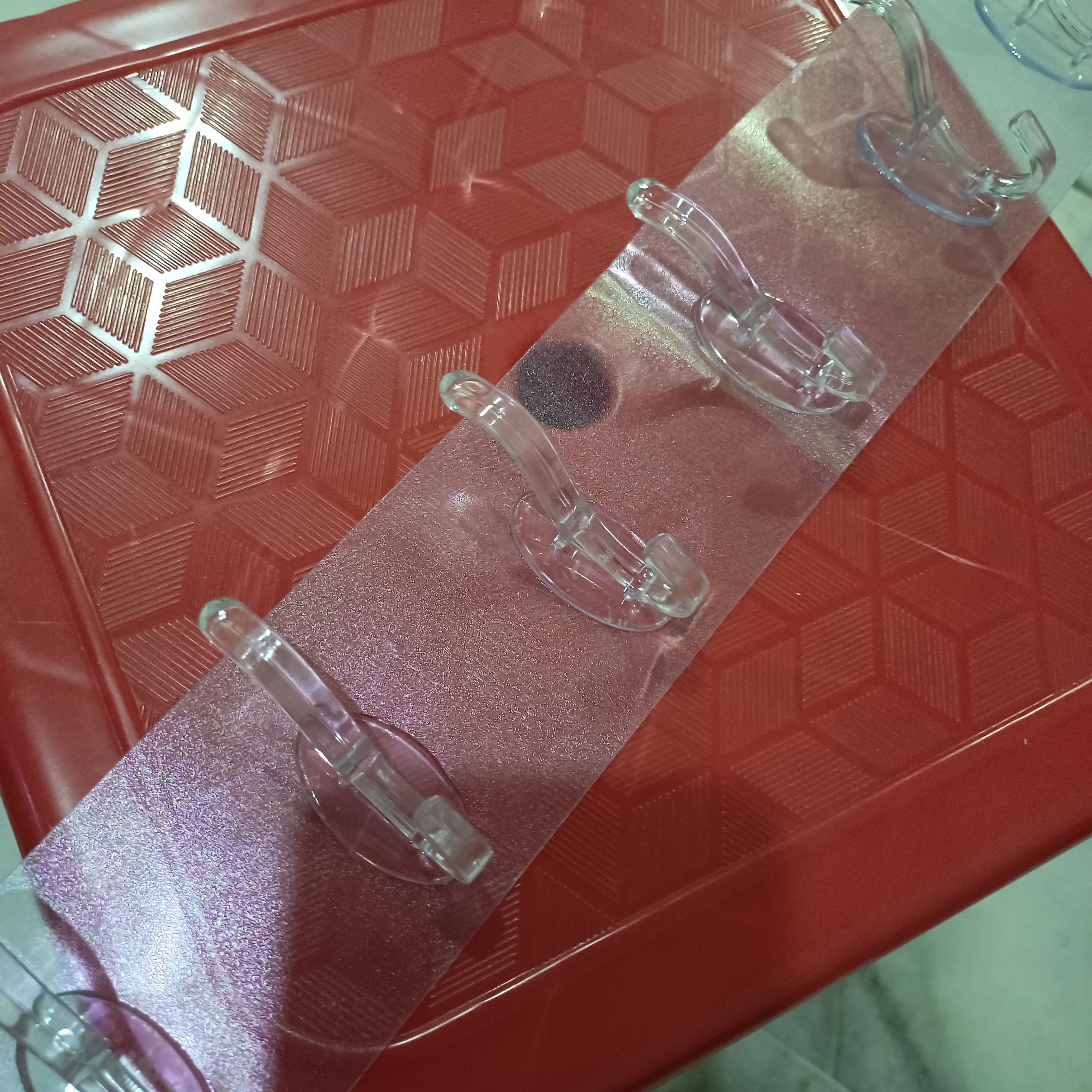 免打孔透明六连排衣帽挂钩强力无痕门后挂衣钩六连排厨房卫浴挂钩 透明6联排挂钩1个 实拍图