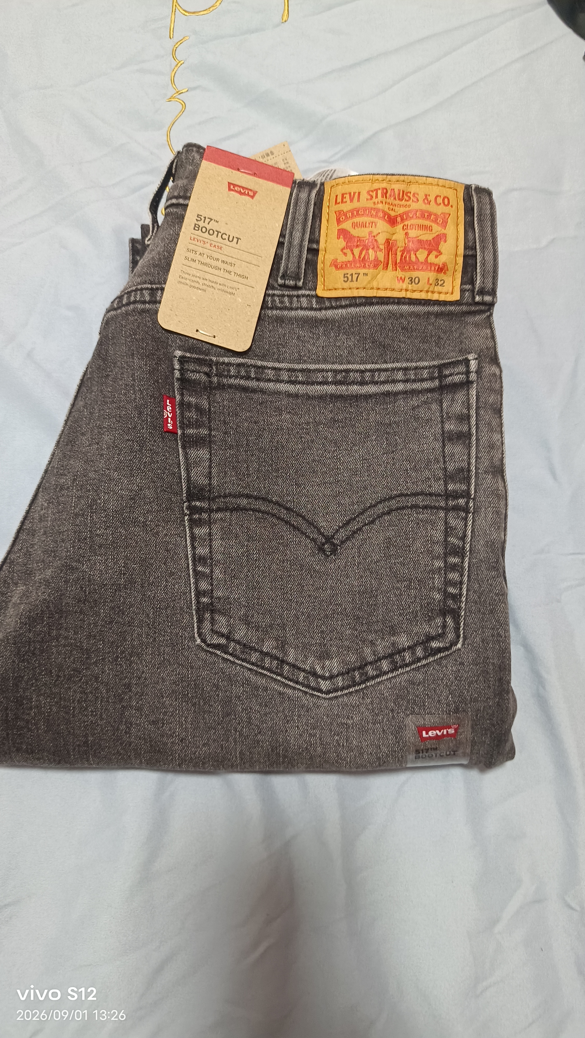 Levi's李维斯26年新款男士美式休闲Clean Fit 517修身靴形牛仔裤 水洗黑 30 (32) 实拍图