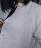 优衣库麻混纺立领衬衫/七分袖女装/通勤衬衣483873 73 青紫色 S 实拍图