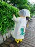 牧萌儿童雨衣男童女童防水全身雨披幼儿园小学生雨具 黄色小恐龙 S 实拍图