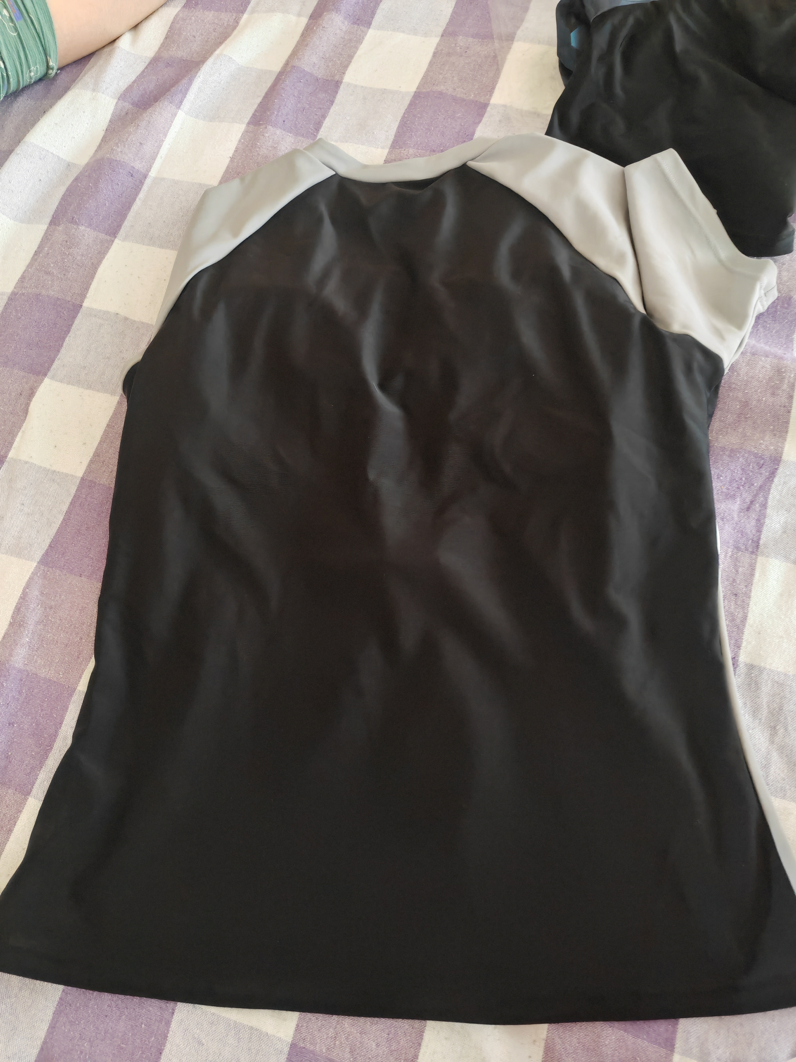 Keep游泳衣女分体保守微胖女孩显瘦运动泡温泉大码泳装 灰白黑2XL 实拍图