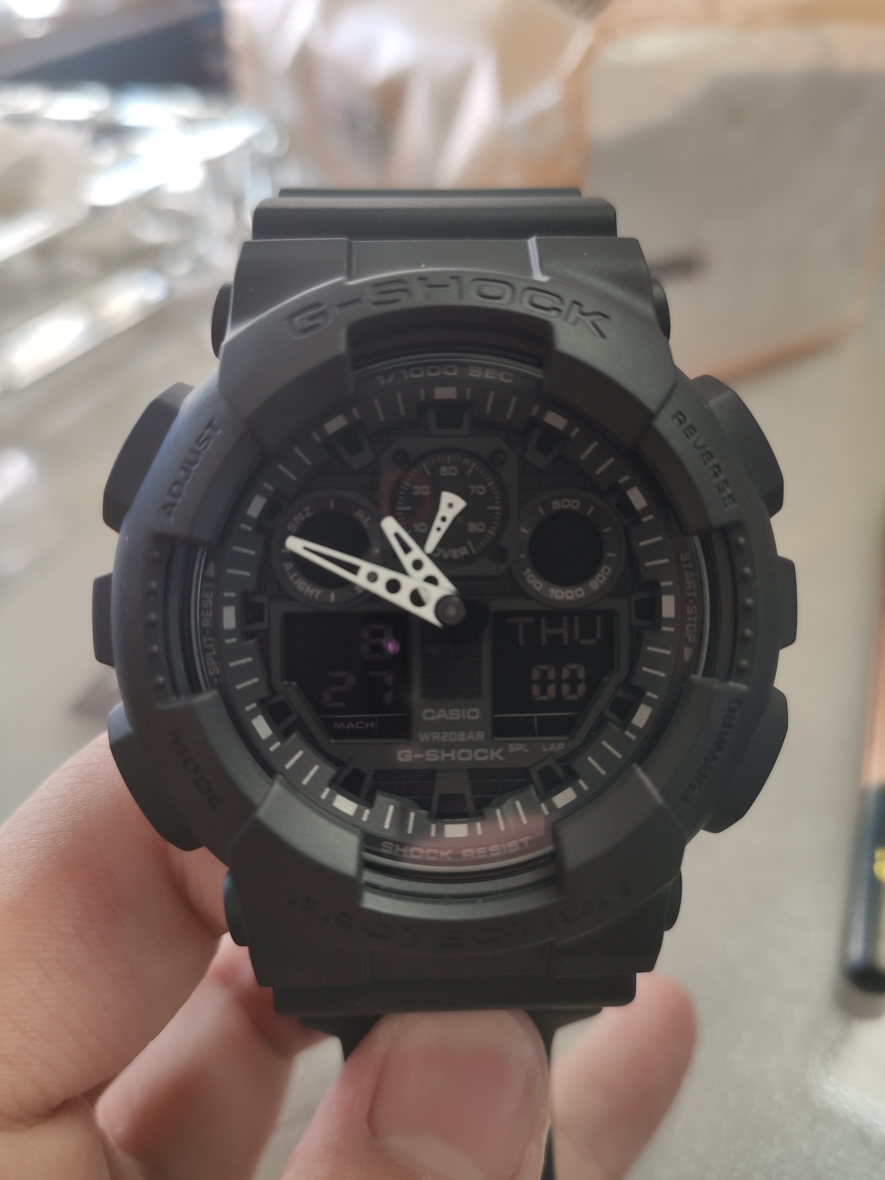 卡西欧（CASIO）G-SHOCK黑武士双显大表盘运动防水手表黑夜骑士GA-100-1A1DR 实拍图