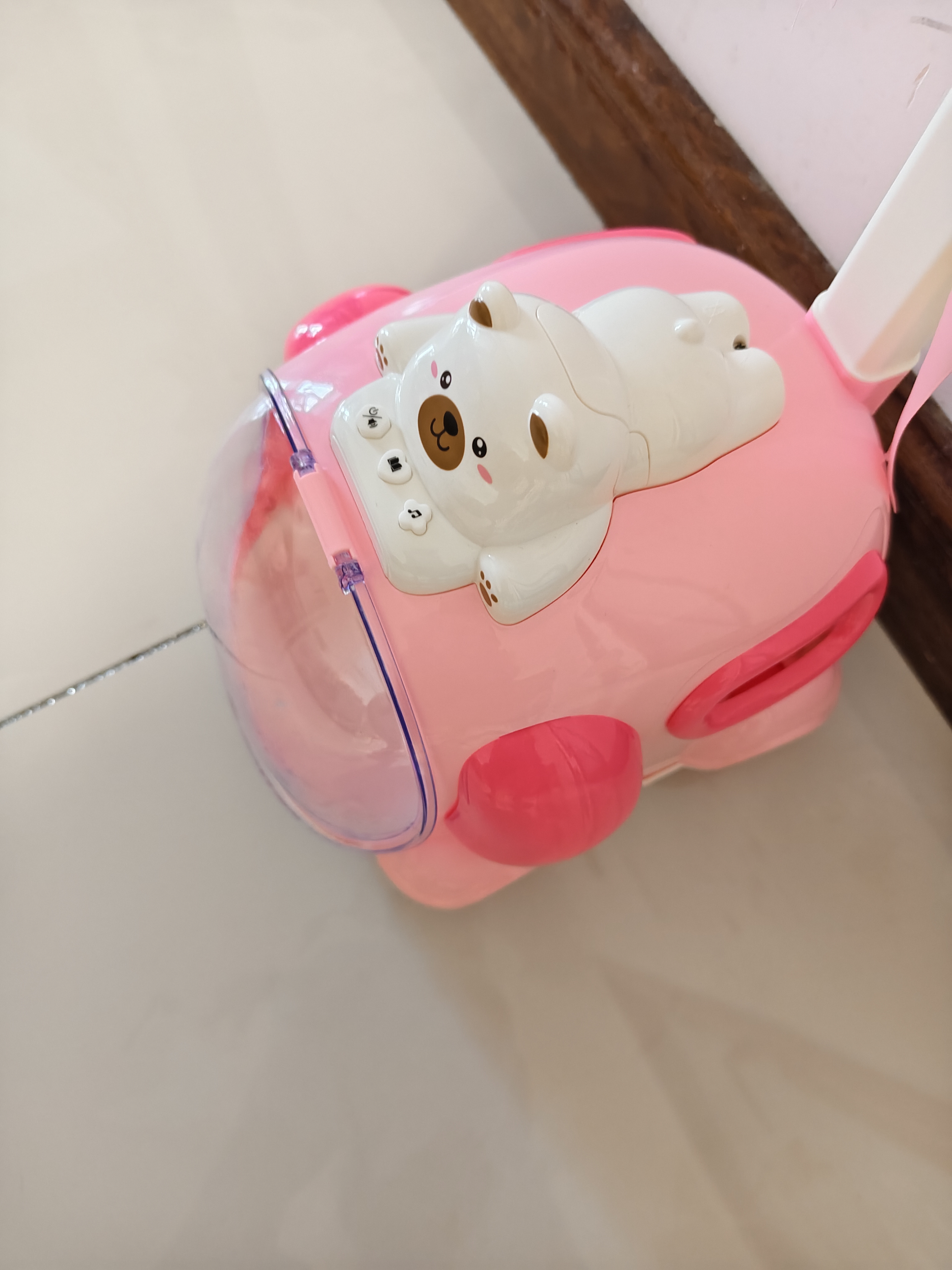 超晟萌宠手推车儿童宠物会走会叫电动仿真动物小狗小兔子宝宝毛绒玩具 111灯光音乐拉杆笼 电动兔 随机发一个 电池自备 实拍图