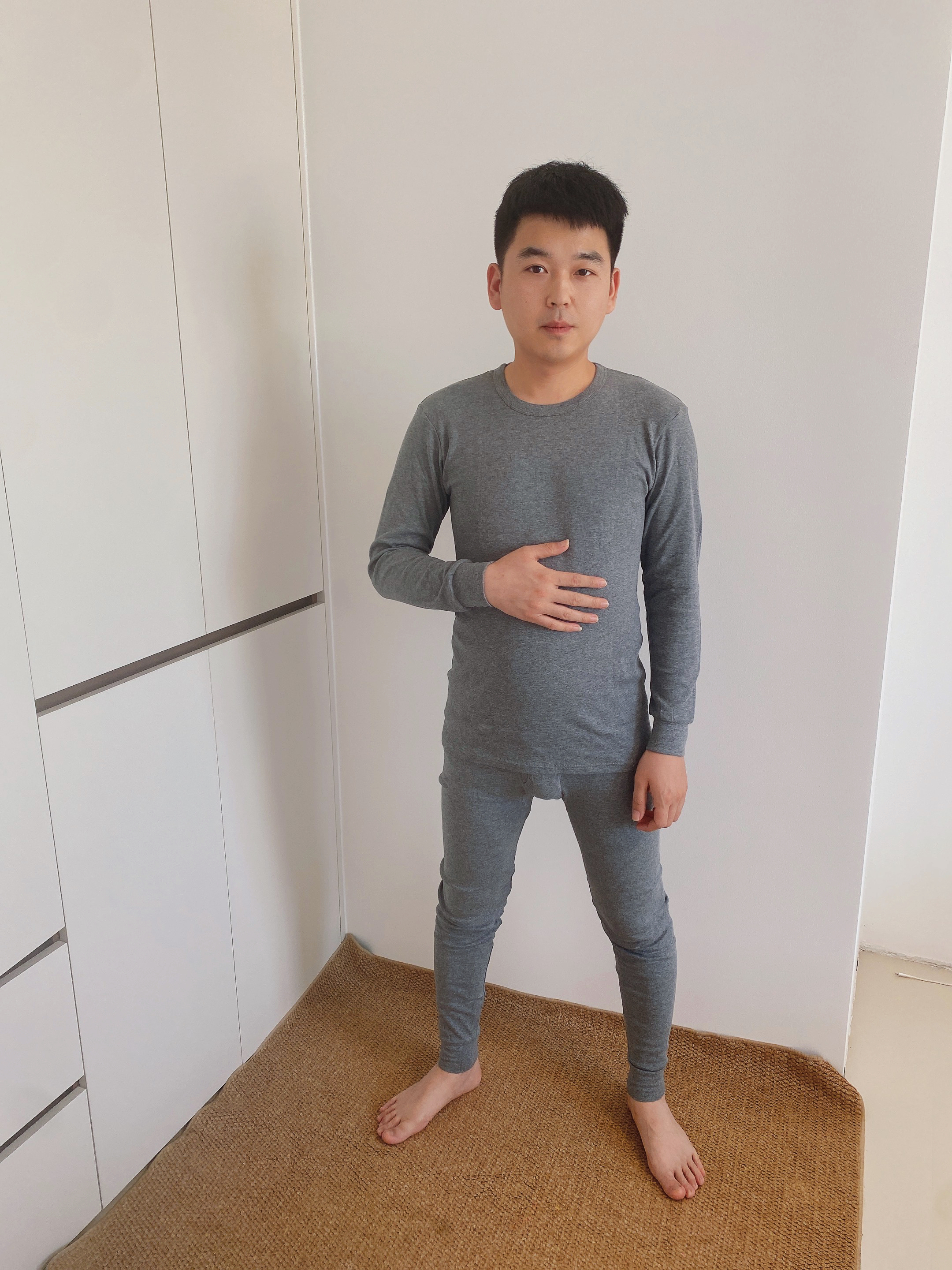 北极绒秋衣秋裤男士套装100%纯棉保暖内衣薄款圆领棉毛衫秋冬季打底 实拍图