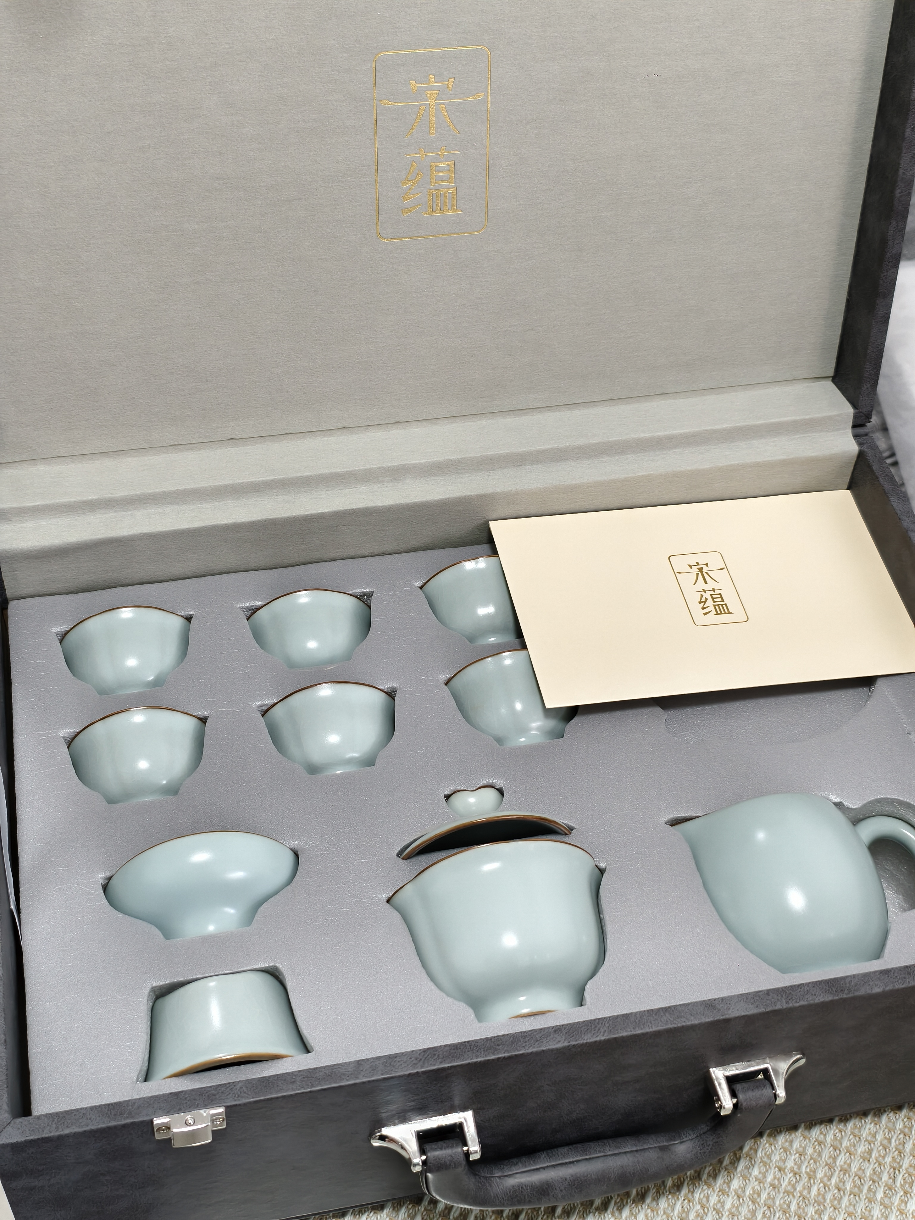 唐丰李桂莲汝窑茶具套装功夫茶具整套高端乔迁礼物茶具礼盒国庆节礼物 实拍图