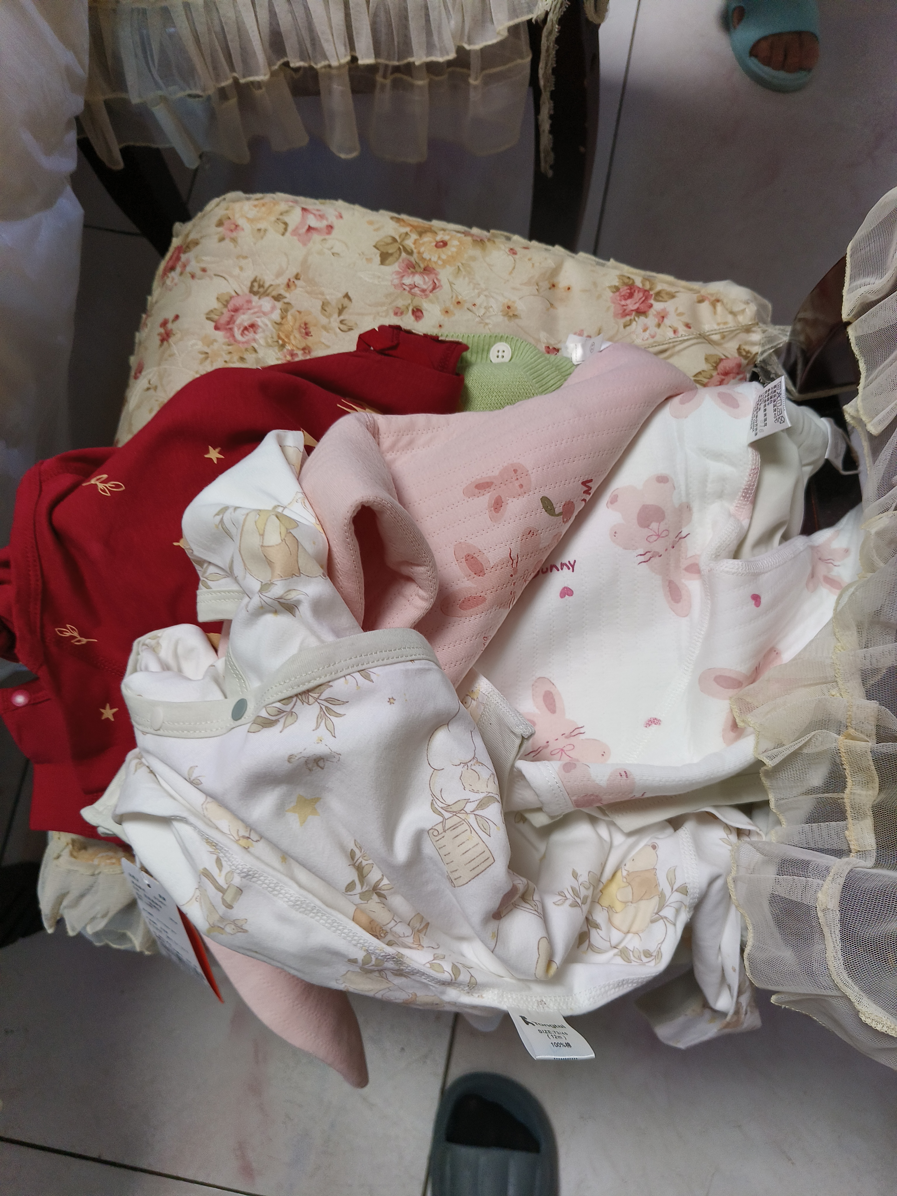 童泰婴儿衣服新生儿连体衣秋冬季夹棉保暖宝宝衣服纯棉蝴蝶哈衣婴儿服 顺心小兔 66cm 实拍图