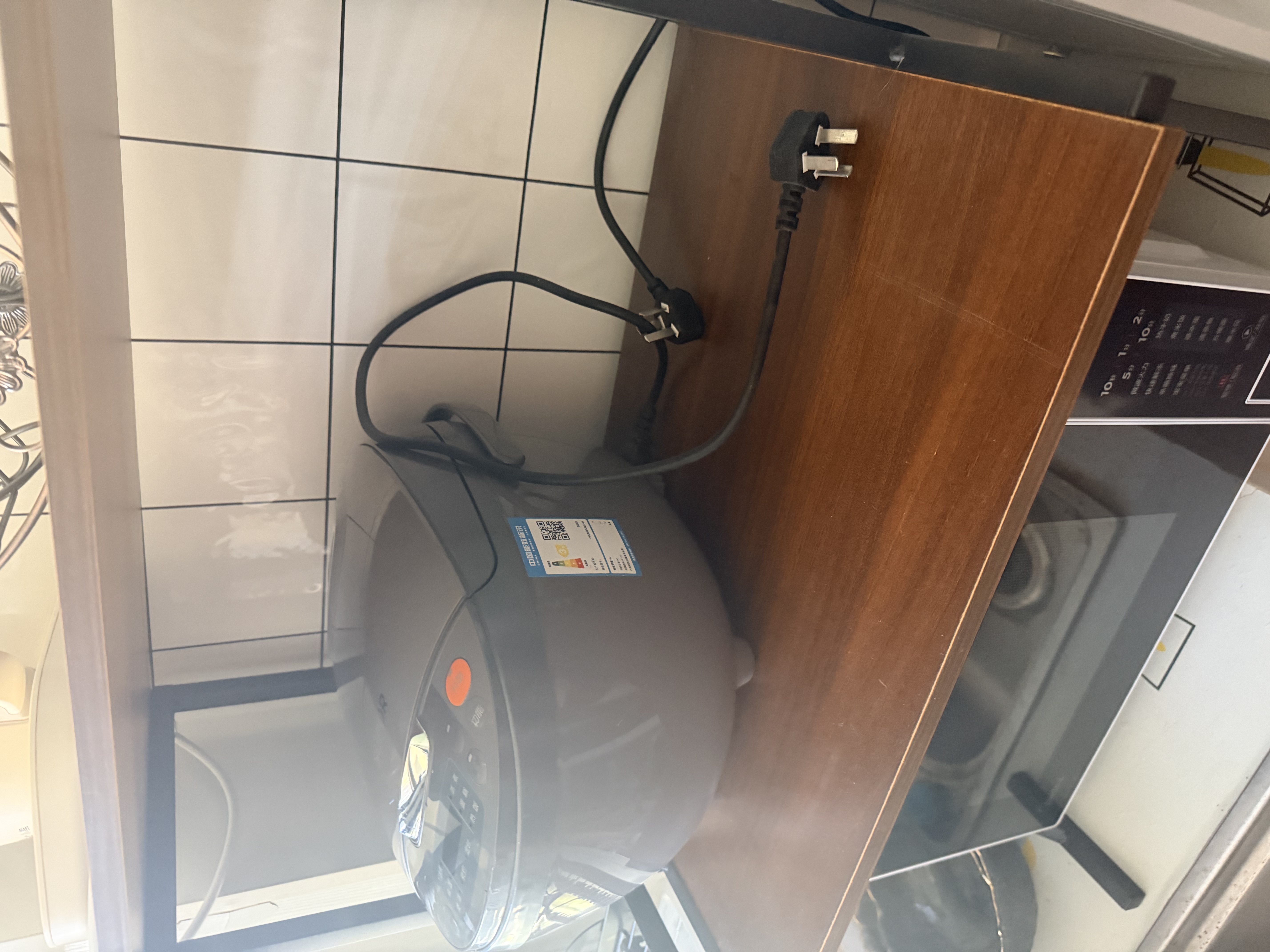 莫奈熊厨房置物架台面储物架微波炉架烤箱收纳架餐具双层钢木储物架 【K形加固】双层黑橡木色 实拍图