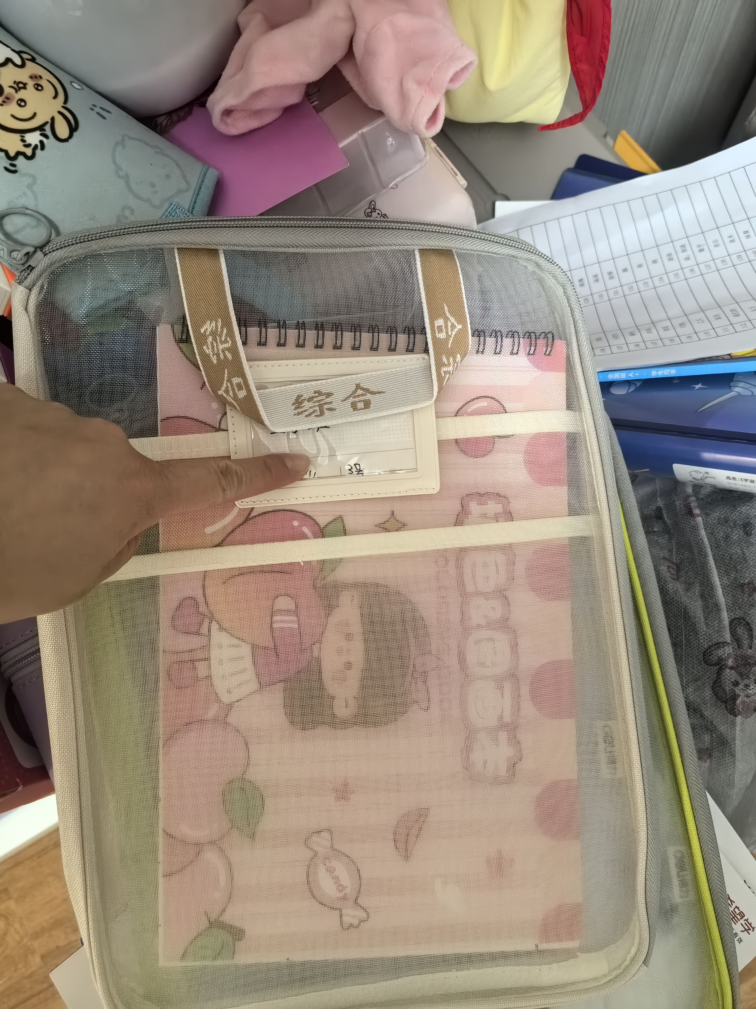 得力（deli)开学文具L型学生网纱拉链袋科目分类袋文件袋学生加厚学科袋大容量大开口 米白综合PP123 实拍图