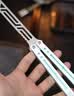 YY小刀yy钢鹦鹉螺 夜光款蝴蝶刀【桔梗balisong】不锈钢安全未开刃 全黑黑刃【夜光款】 实拍图
