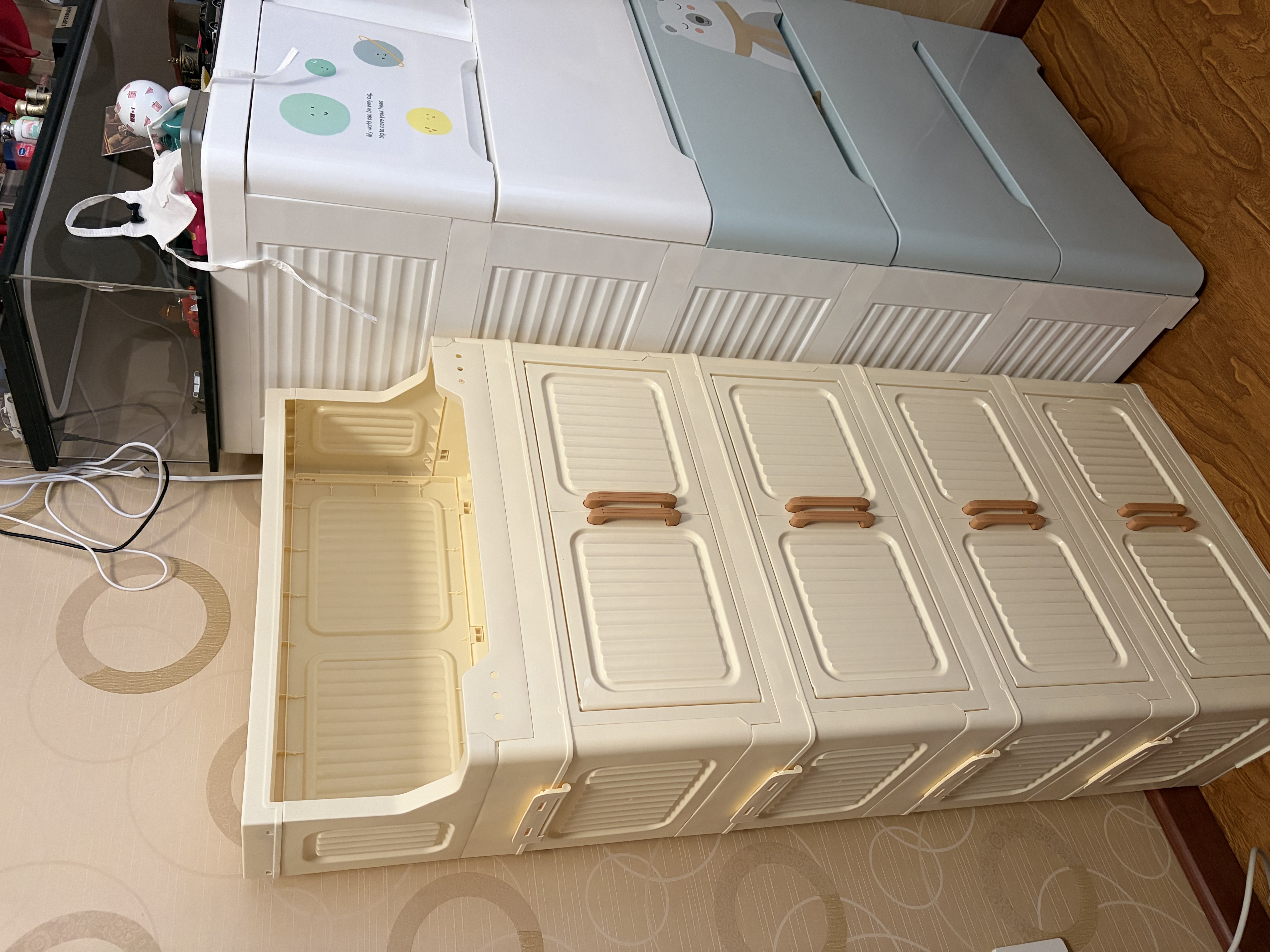 小魔收纳柜可折叠免安装储物柜客厅多层带轮移动置物柜零食玩具收纳箱 实拍图