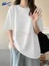 回力短袖t恤女2026新款夏季白色正肩体恤衫大码胖mm宽松纯棉体恤上衣 实拍图