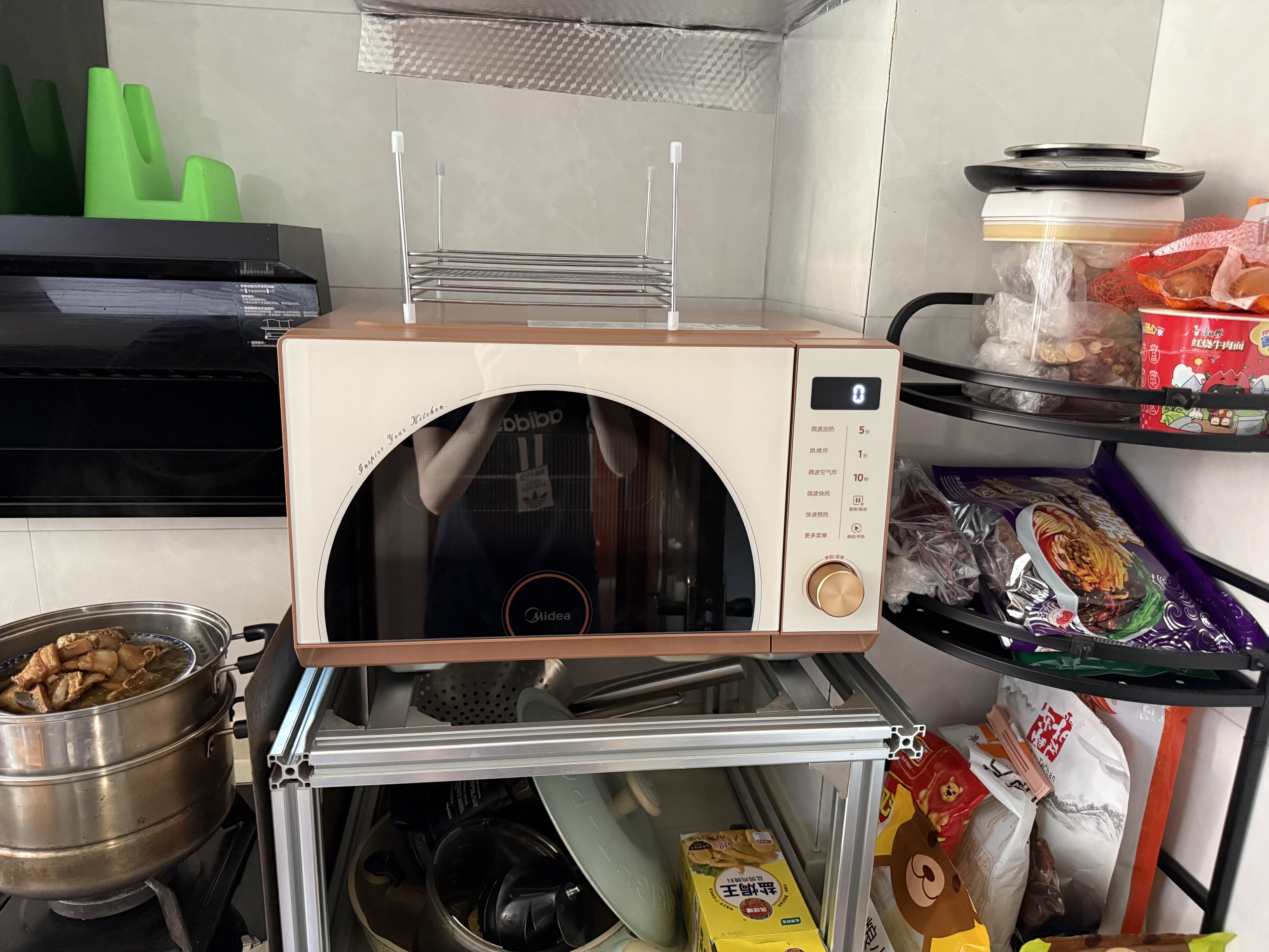 美的（Midea）【重磅新品】2026新款小滋味微烤炸炖一体机家用变频微波炉烤箱空气炸锅不锈钢内胆23L复古F23G4 实拍图