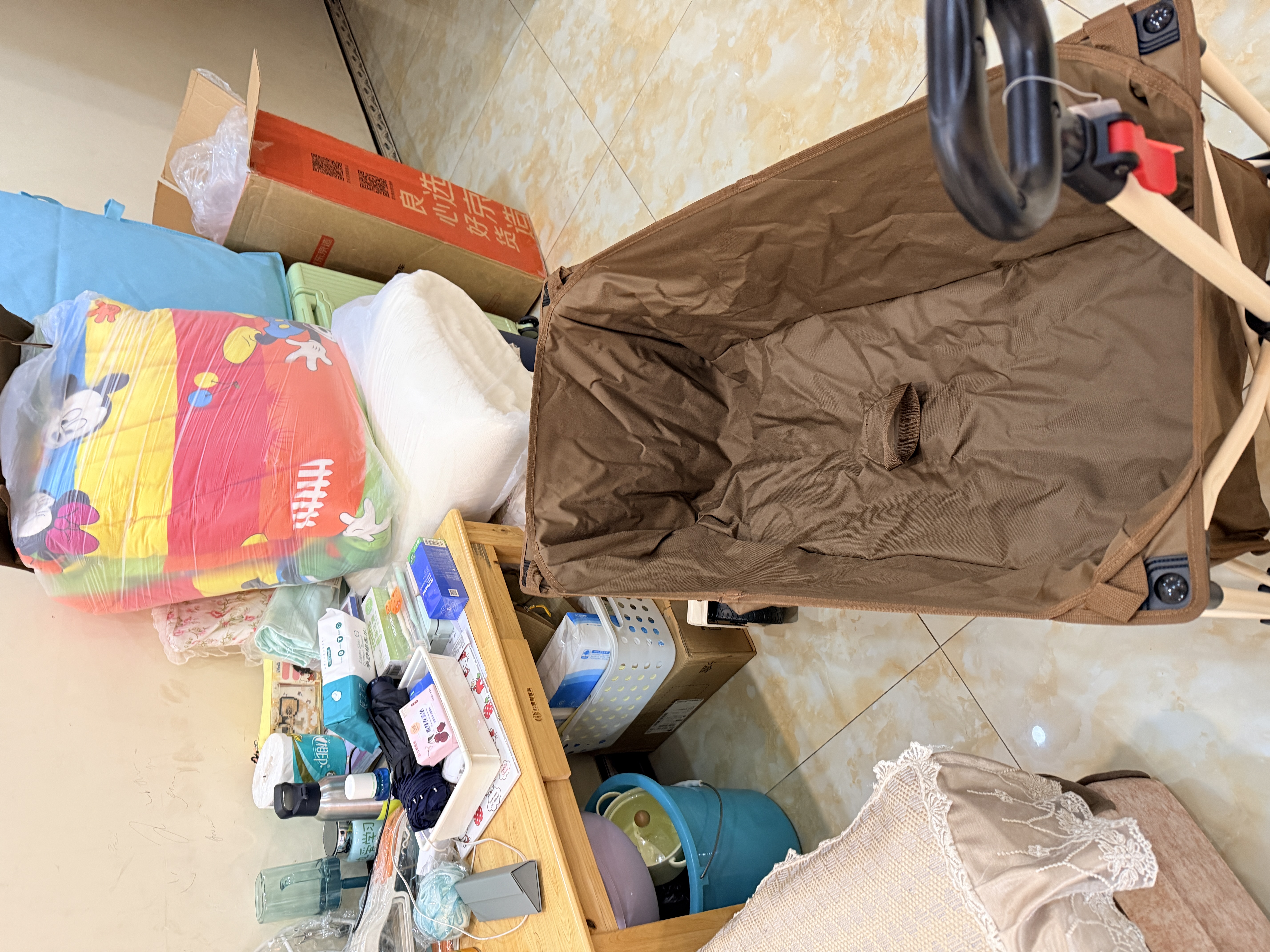 京东京造 聚拢型坦克轮户外露营车折叠推车营地车野餐摆摊装备双刹深咖色 实拍图