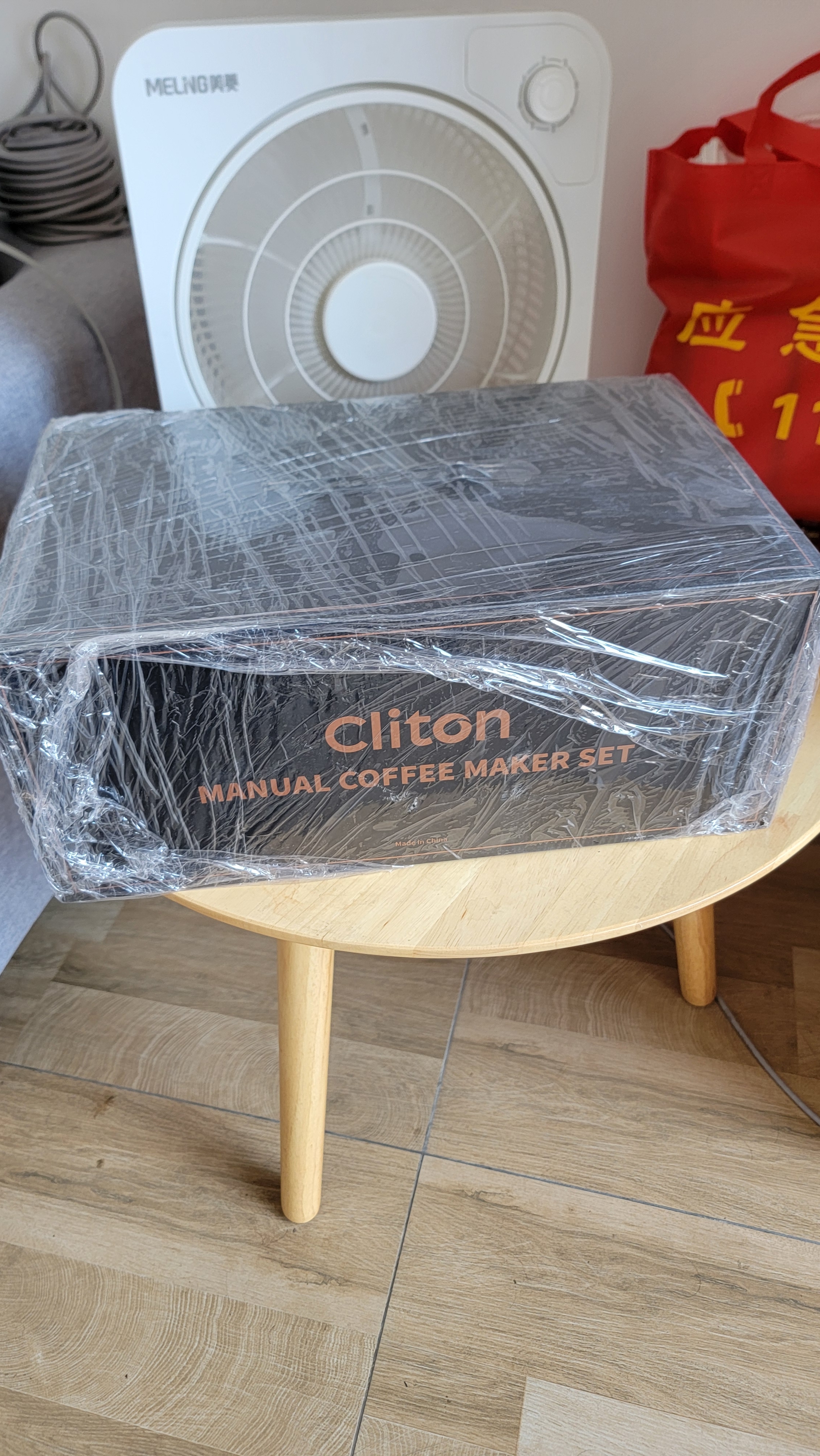 CLITON手冲咖啡壶套装外调手摇磨豆机手磨咖啡机手冲壶滤杯收纳木架9件 实拍图