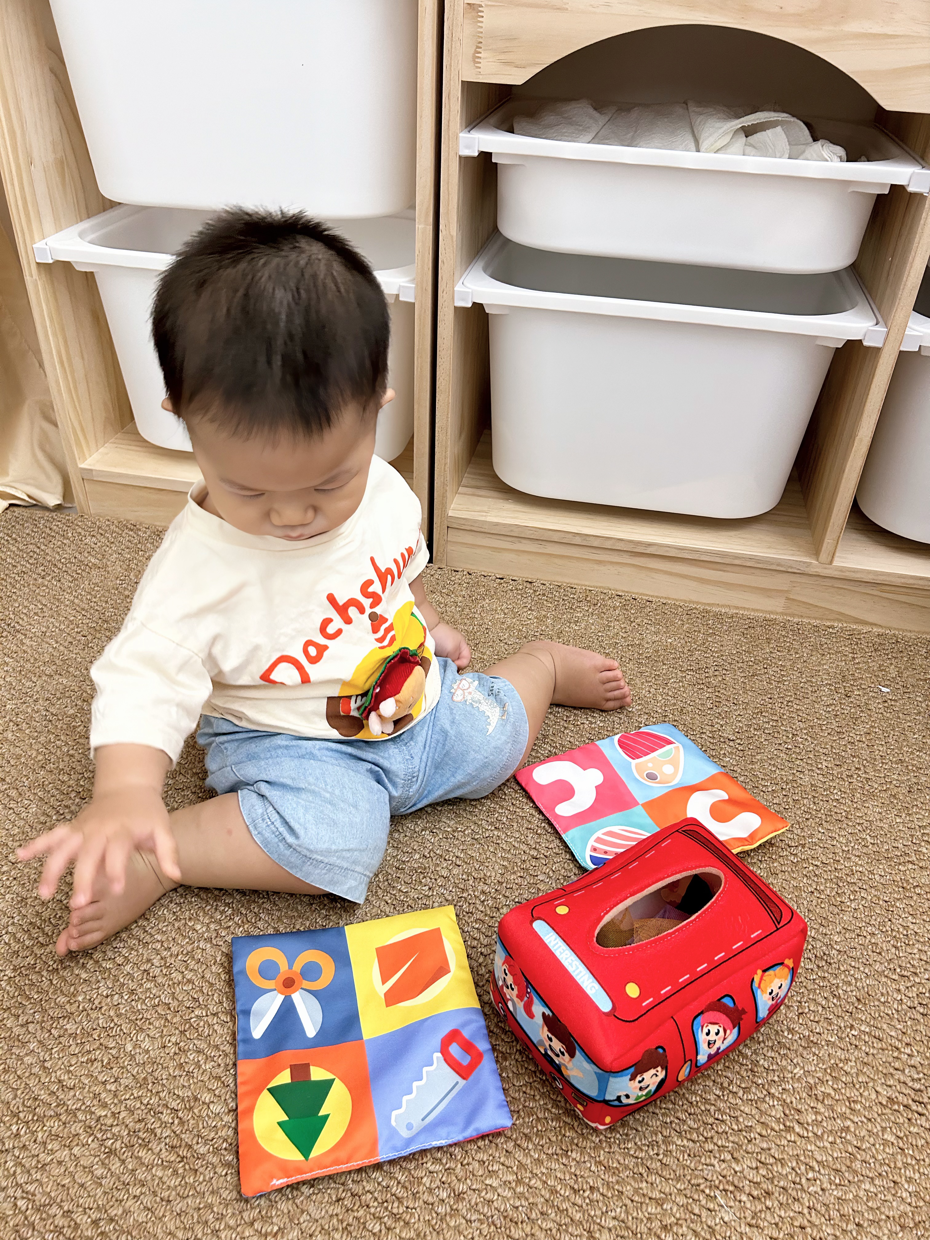迪漫奇宝宝玩具0-1岁撕不烂的纸巾盒抽抽乐早教布书恐龙3响纸+10丝巾 实拍图