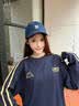 卡帕（Kappa）纯棉长袖t恤女秋新款宽松卫衣美式复古撞色球衣上衣男K0FY2TC01D 【复古撞色 | 潮酷球衣】暗夜蓝黑 2XL 185 尺码偏大，建议拍小一码 实拍图