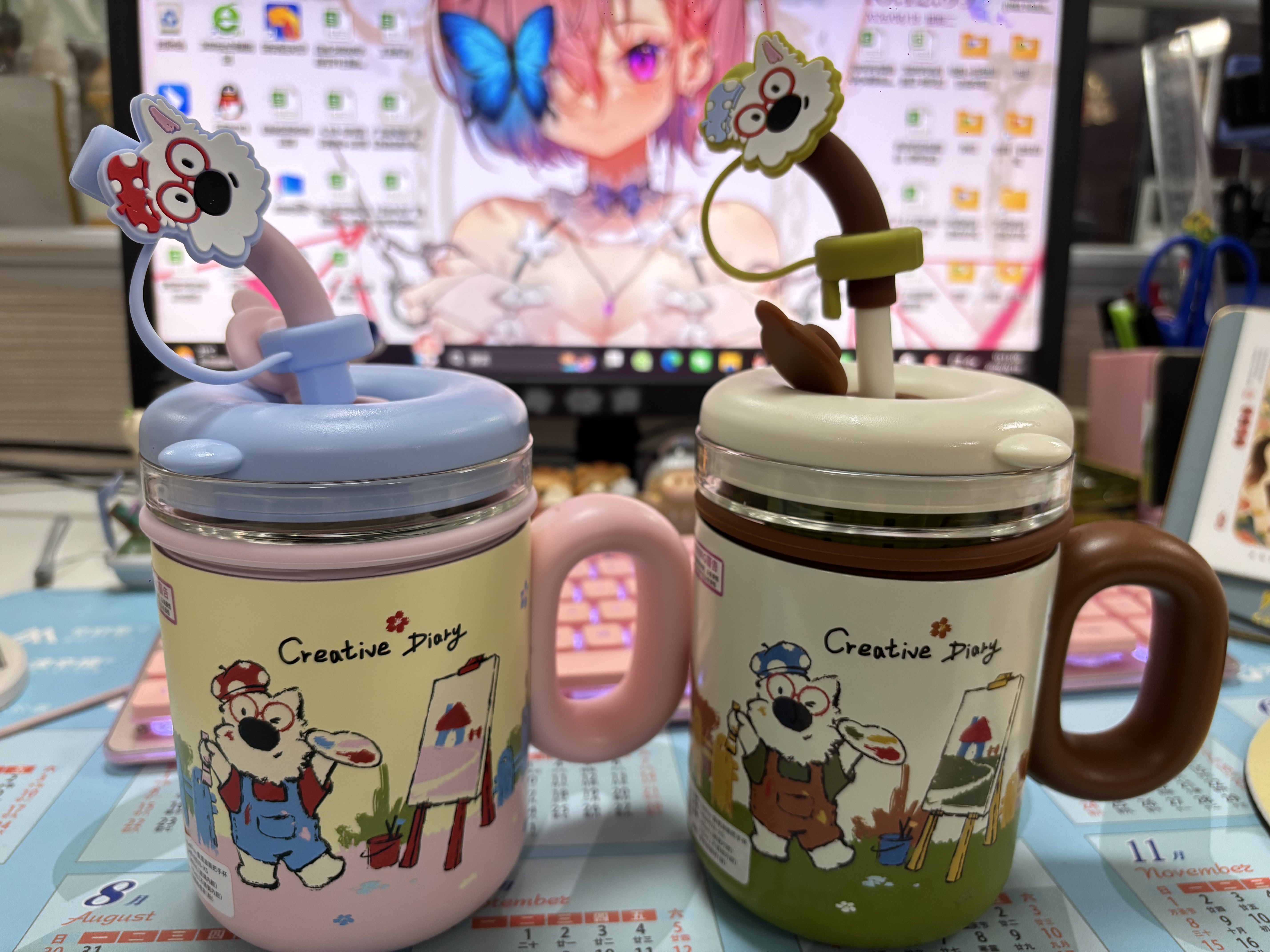 BABLOV儿童保温杯玻璃内胆防尘防漏帽吸管水杯茶水分离学生泡茶杯子 实拍图