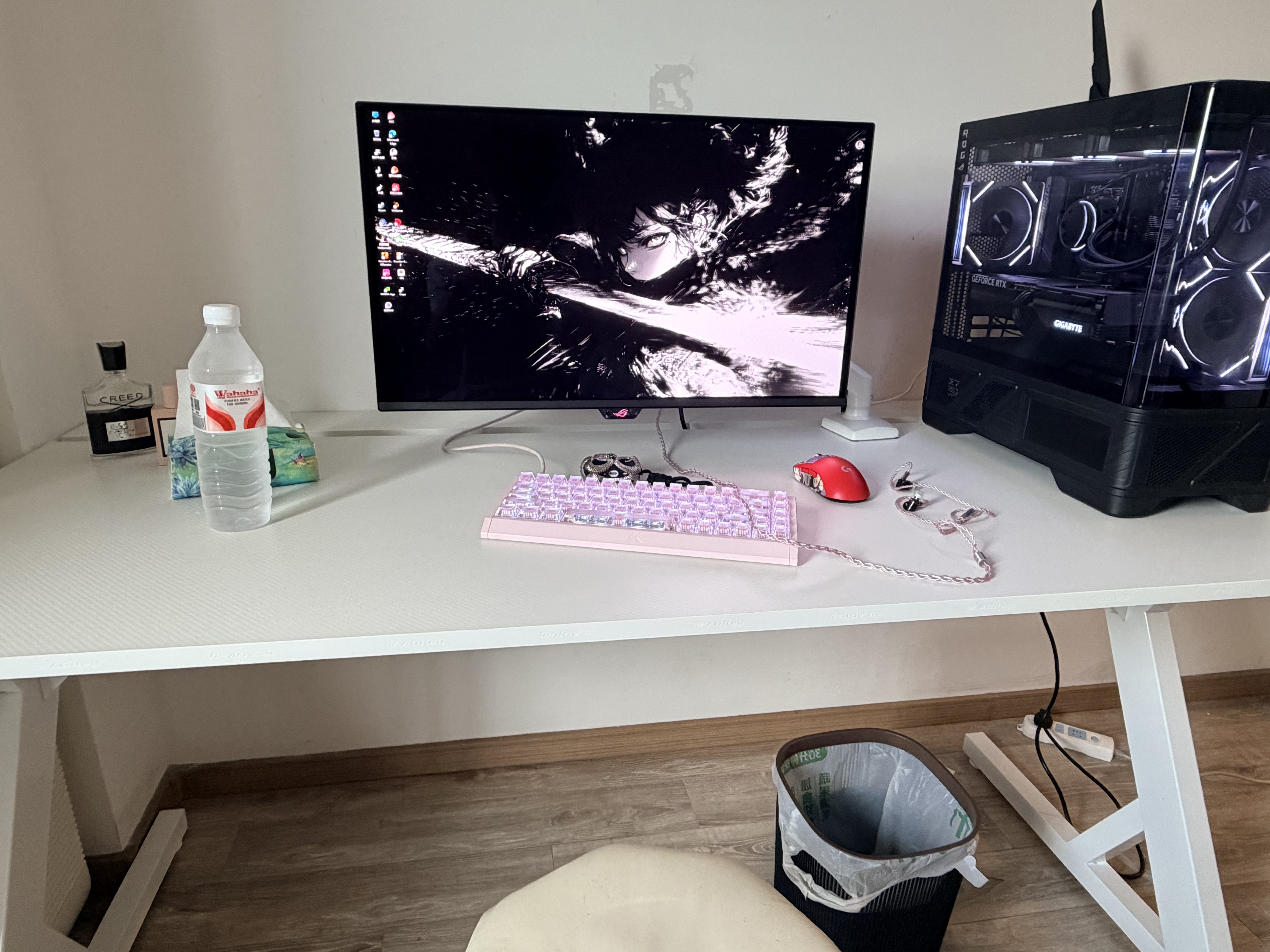 戟创AGKey-钛戟S3电竞桌台式电脑桌家用书桌可装机械臂桌子碳纤维色 【白色标准款】进口松木芯｜ENF环保｜300KG承重｜ 160*75*75cm 二段分板 实拍图