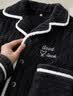 雅鹿男士睡衣秋冬季2026新款加厚加绒保暖珊瑚绒法兰绒家居服套装 NSCJF-碳黑绣花 XL (建议130-150斤) 实拍图
