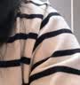优衣库棉莫代尔混纺圆领条纹针织开衫女装毛衣外套487444 00 白色 M 实拍图