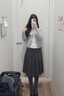 优衣库宽褶中裙女装/半身裙裙子488364 490693 488364/08深灰色 XS 实拍图