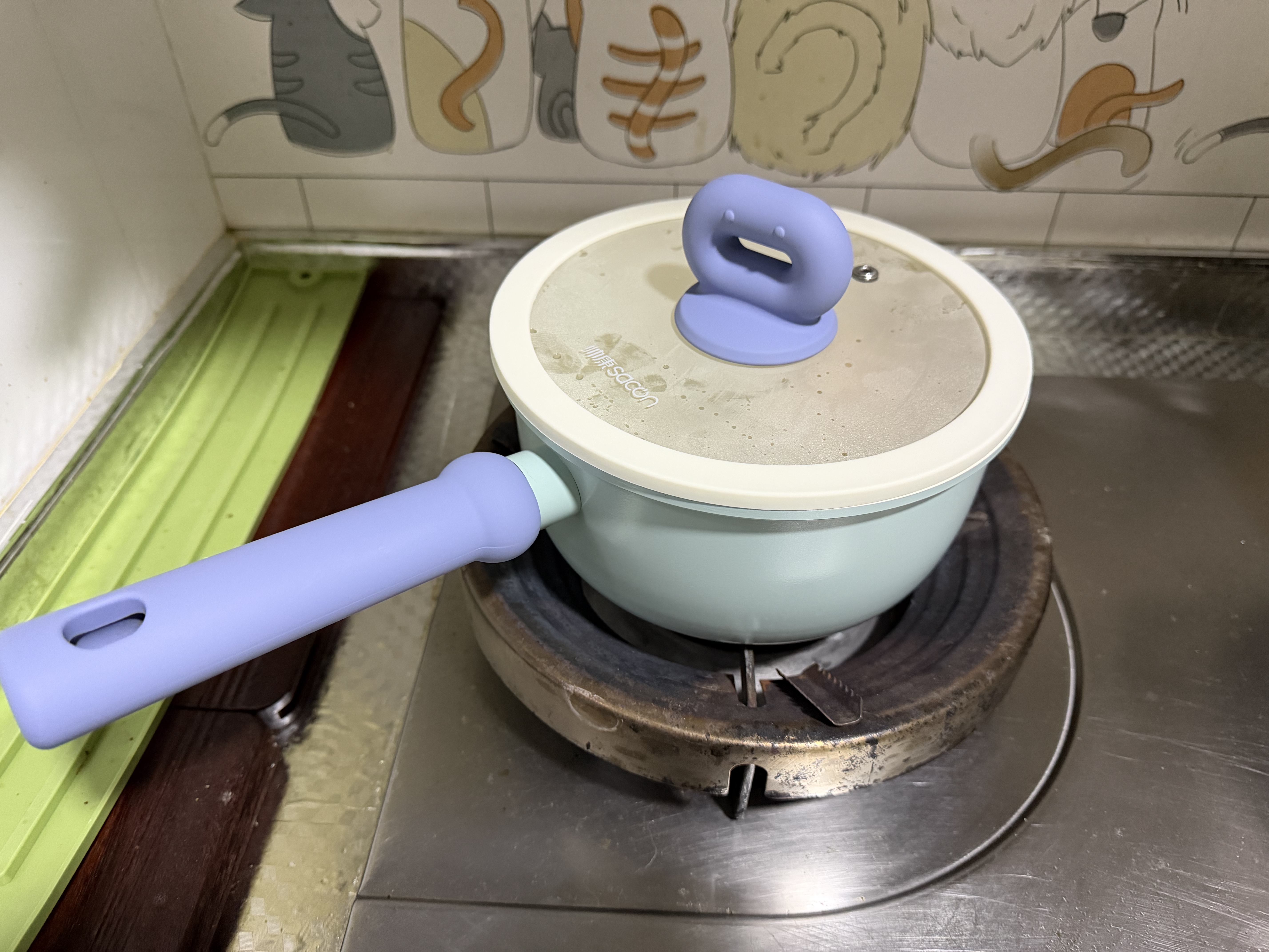 帅康（Sacon）奶锅不粘锅宝宝辅食锅婴儿小奶锅蒸煮一体陶瓷汤锅带蒸笼小锅18CM 实拍图