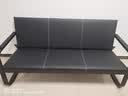 贾思德办公沙发三人位简易铁架铁艺接待会客长条椅办公室沙发茶几组合 黑色三人位 晒单实拍图