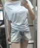 森马（Semir）陈都灵|短袖t恤女26夏短款一字肩荡领收腰氛围感上衣109326100005 实拍图