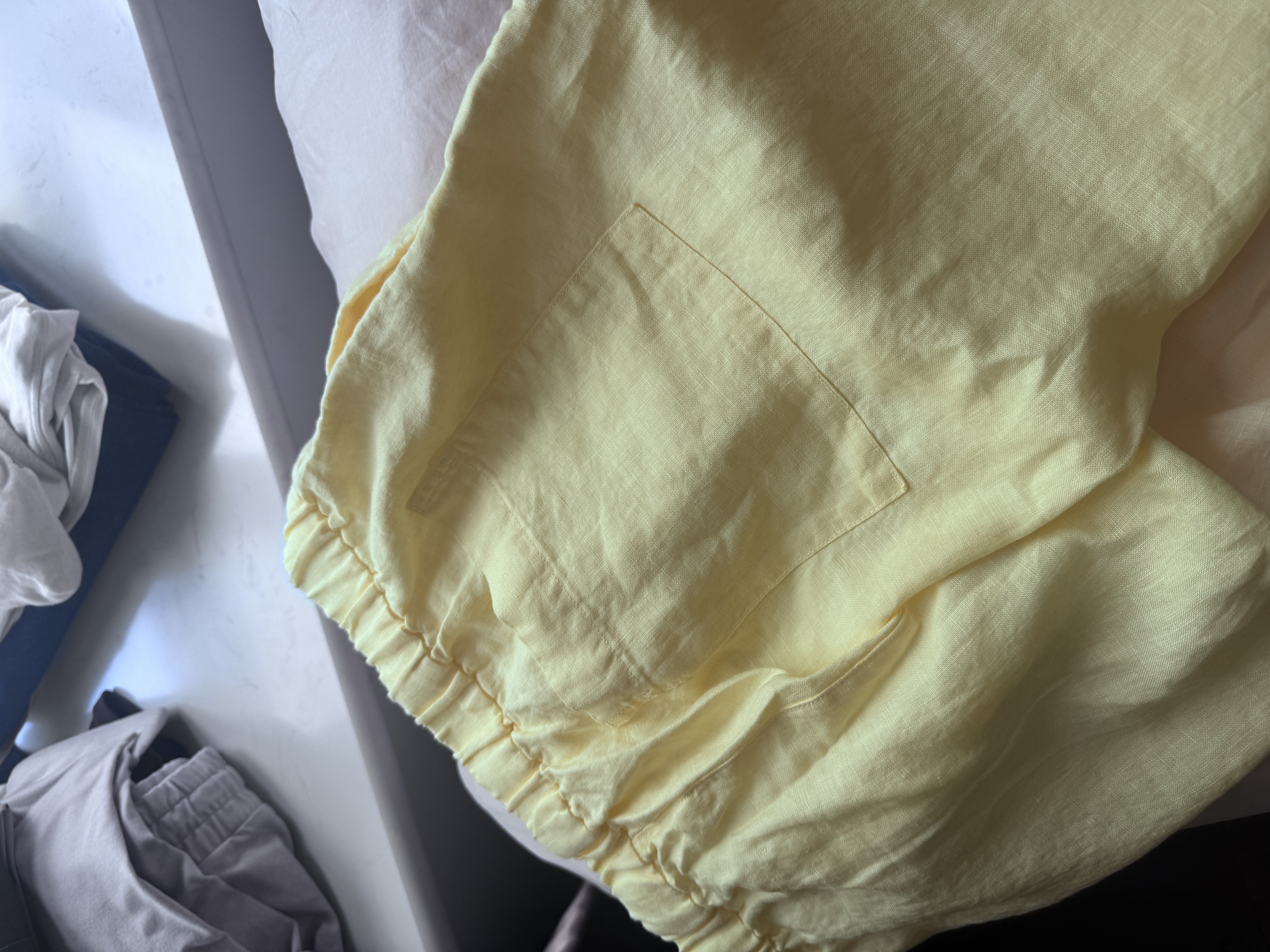 MUJI 女式 汉麻水洗宽版裤女装裤子女款女士长裤休闲裤阔腿裤26年春夏 黄色 XL （165/74A） 实拍图