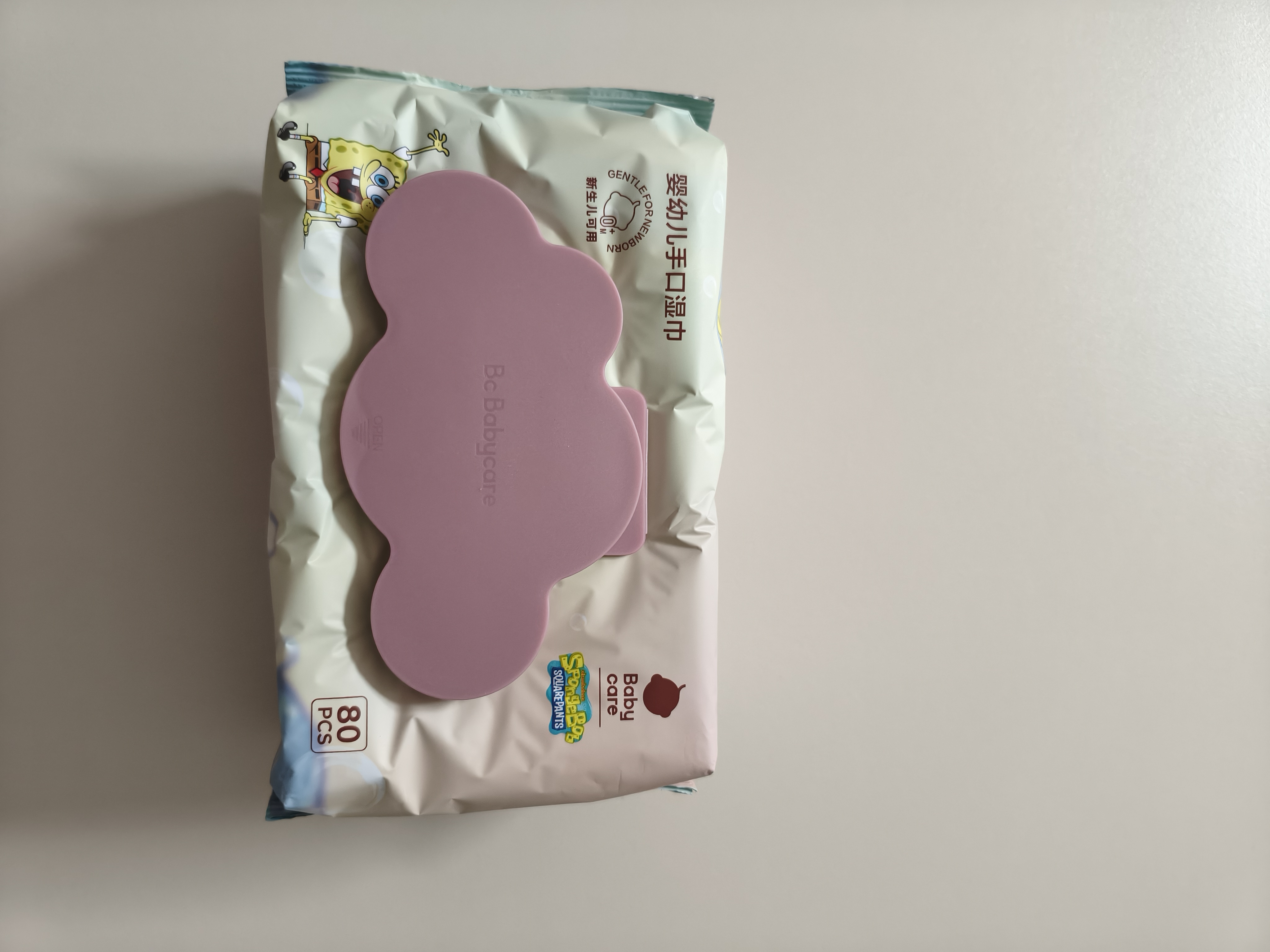 babycare婴幼儿手口湿巾海绵宝宝联名加厚擦脸大包装6480紫盖湿巾80抽12包 实拍图